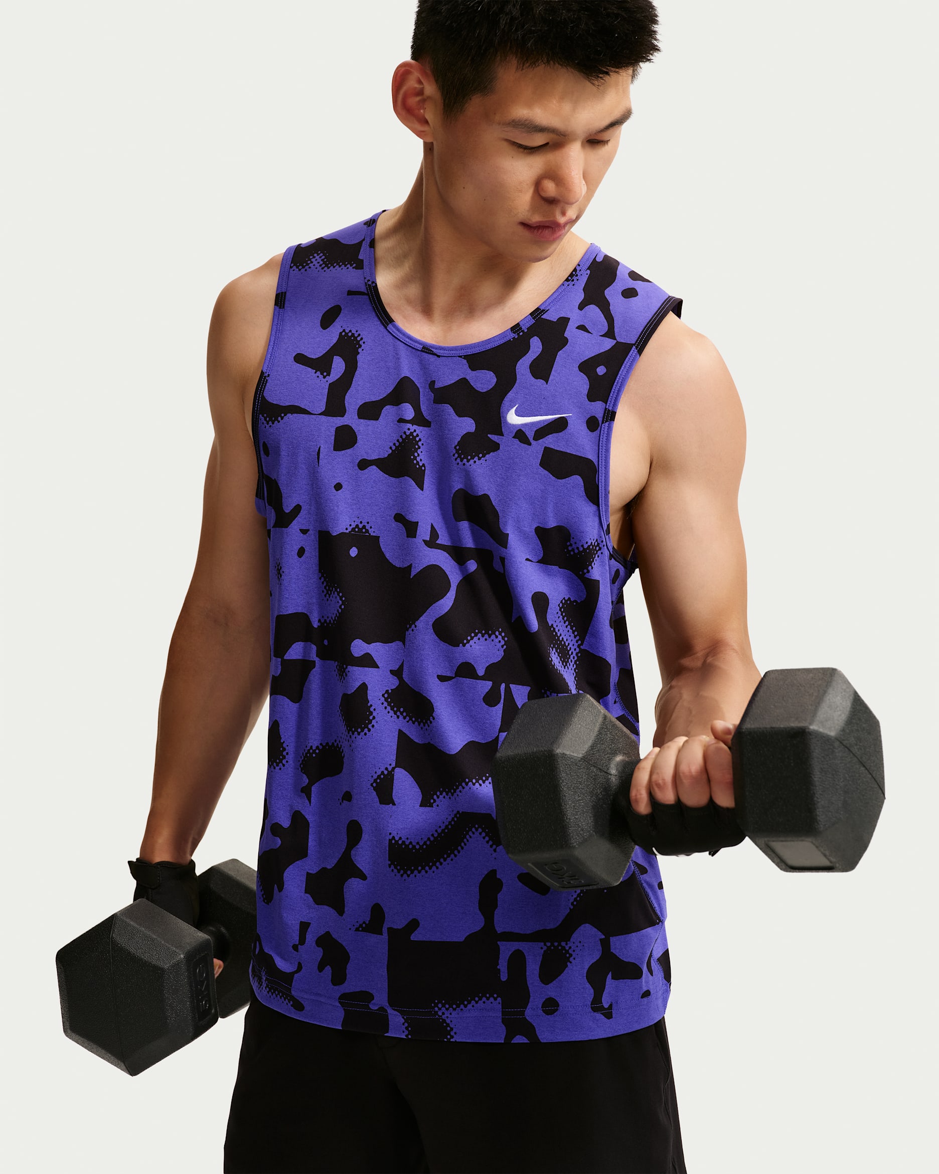 Nike Hyverse Men's Dri-FIT Training Tank Top - Persian Violet/Black/White