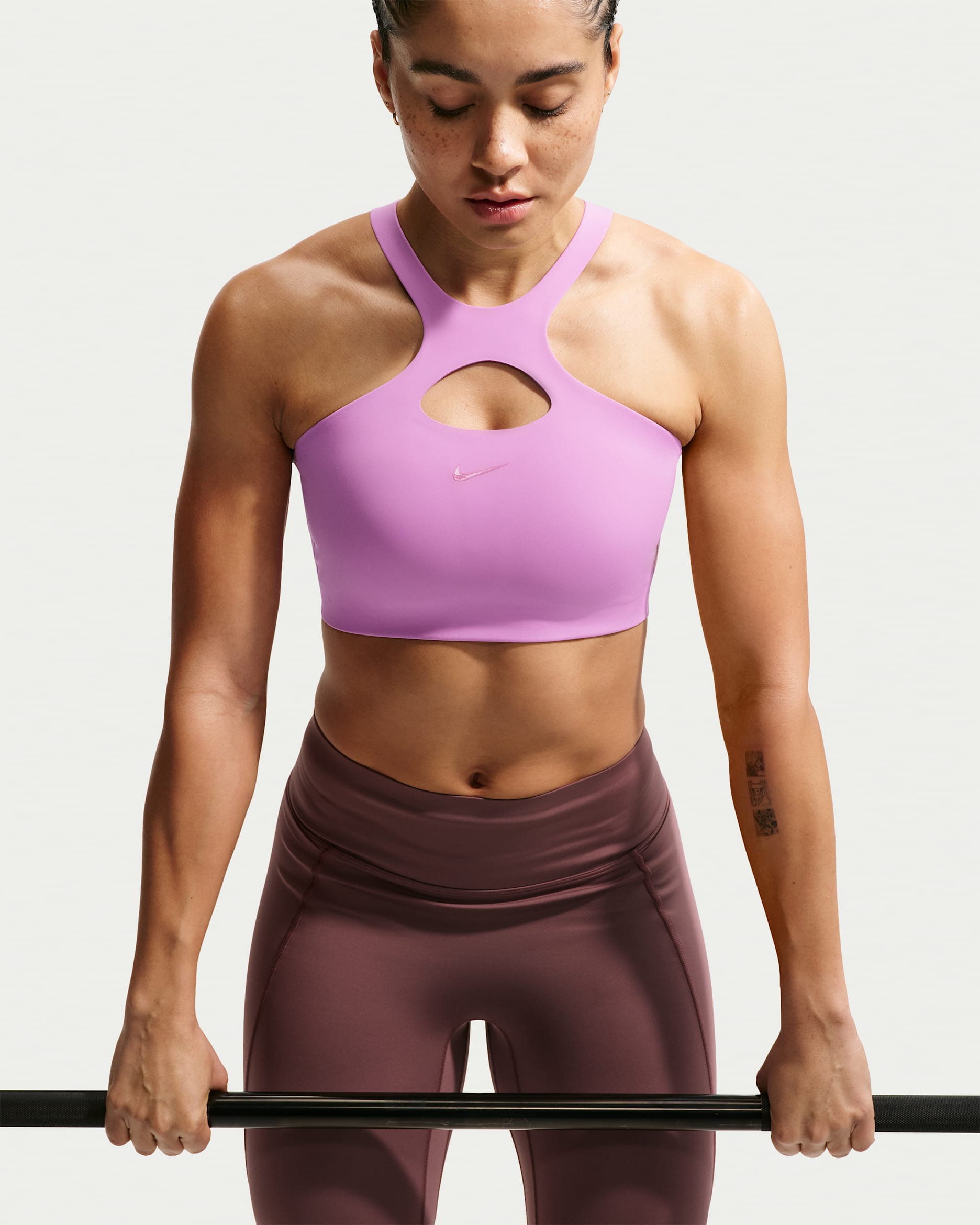 Nike Universa Women's Medium-Support Padded Sports Bra - Light Magenta/Dark Orchid/Desert Berry