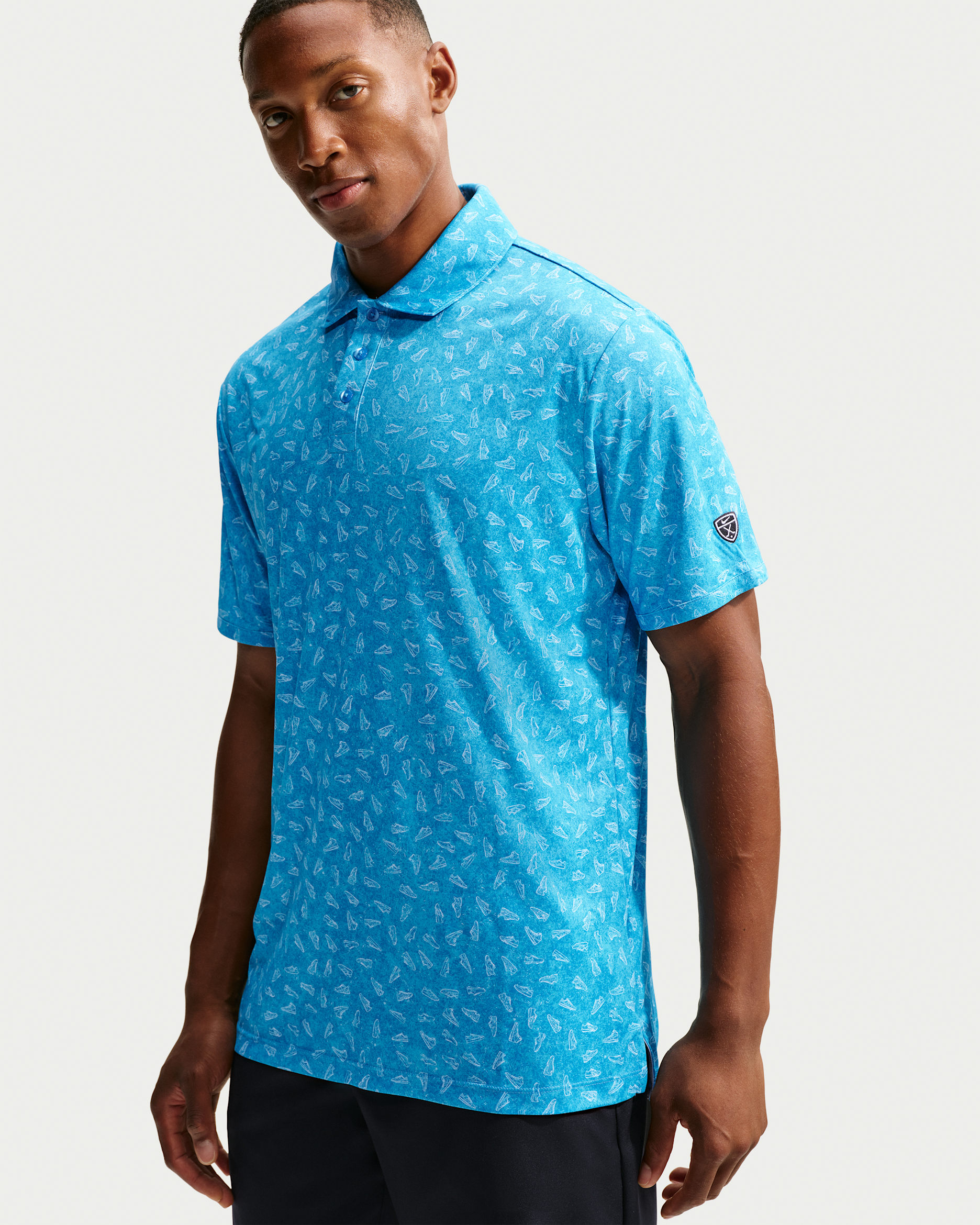 Nike Par Dri-FIT Grass Print golfpikétröja för män - Aurora Blue