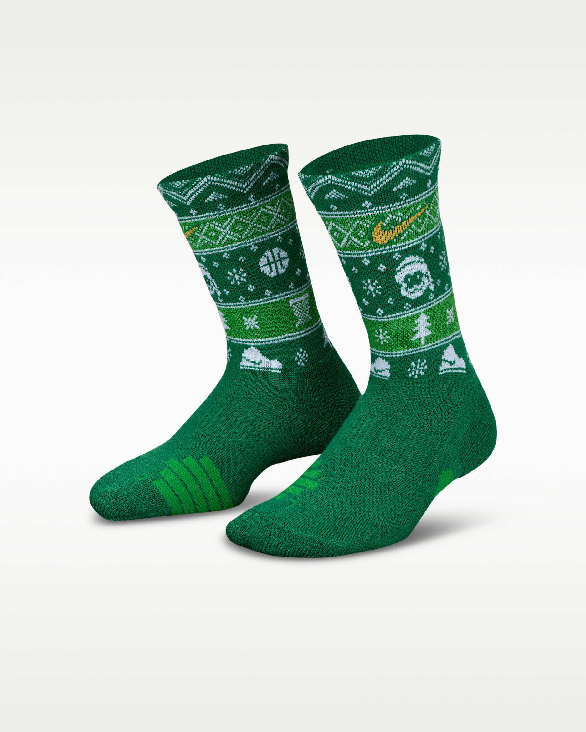 Nike Little Kids' Dri-FIT Holiday Elite Crew Socks - Green