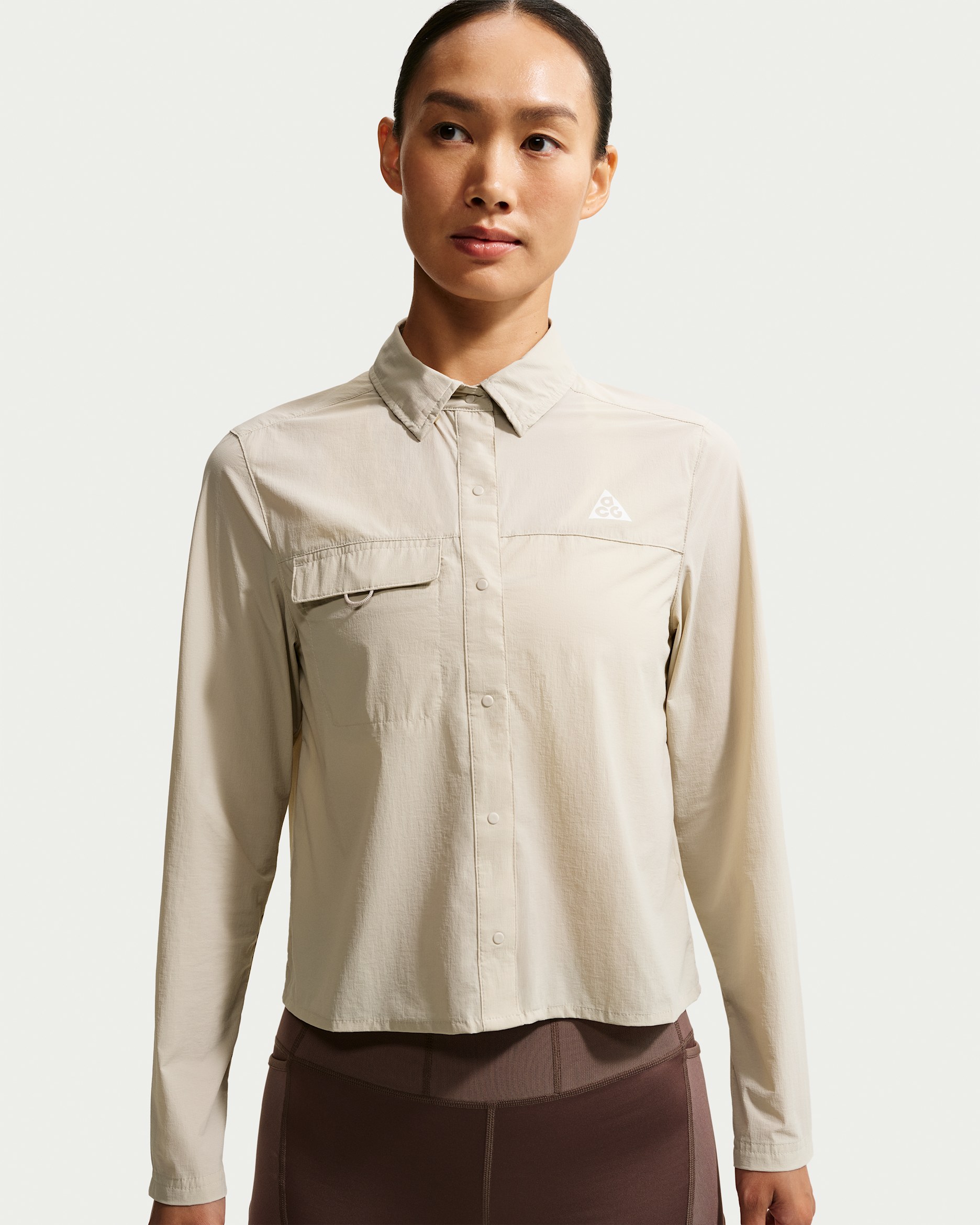 ACG "Aireez" 女款排扣長袖越野跑上衣 - Cream II/Summit White