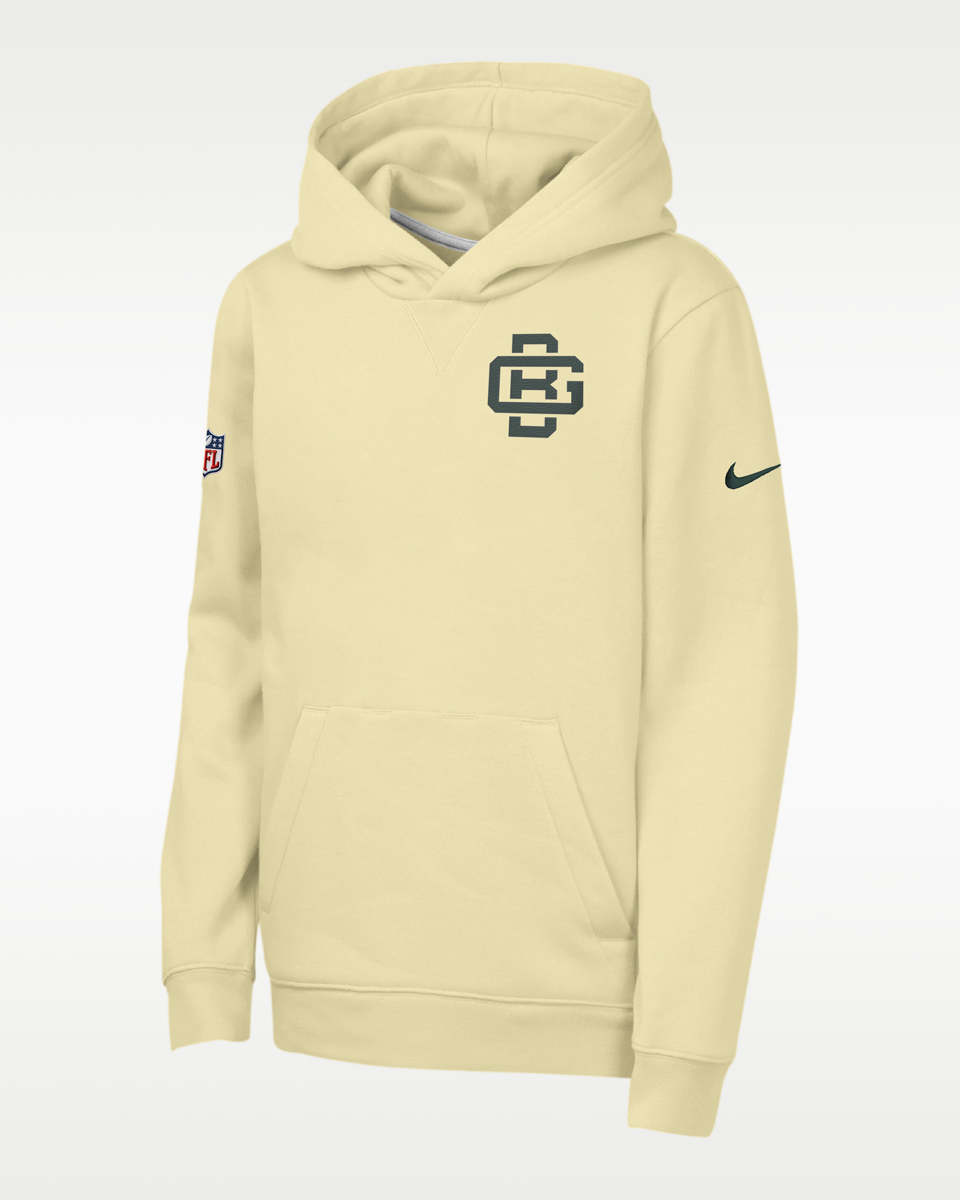 Green Bay Packers Rivalries Collection Sideline Club Big Kids' Nike NFL Pullover Hoodie - Cream