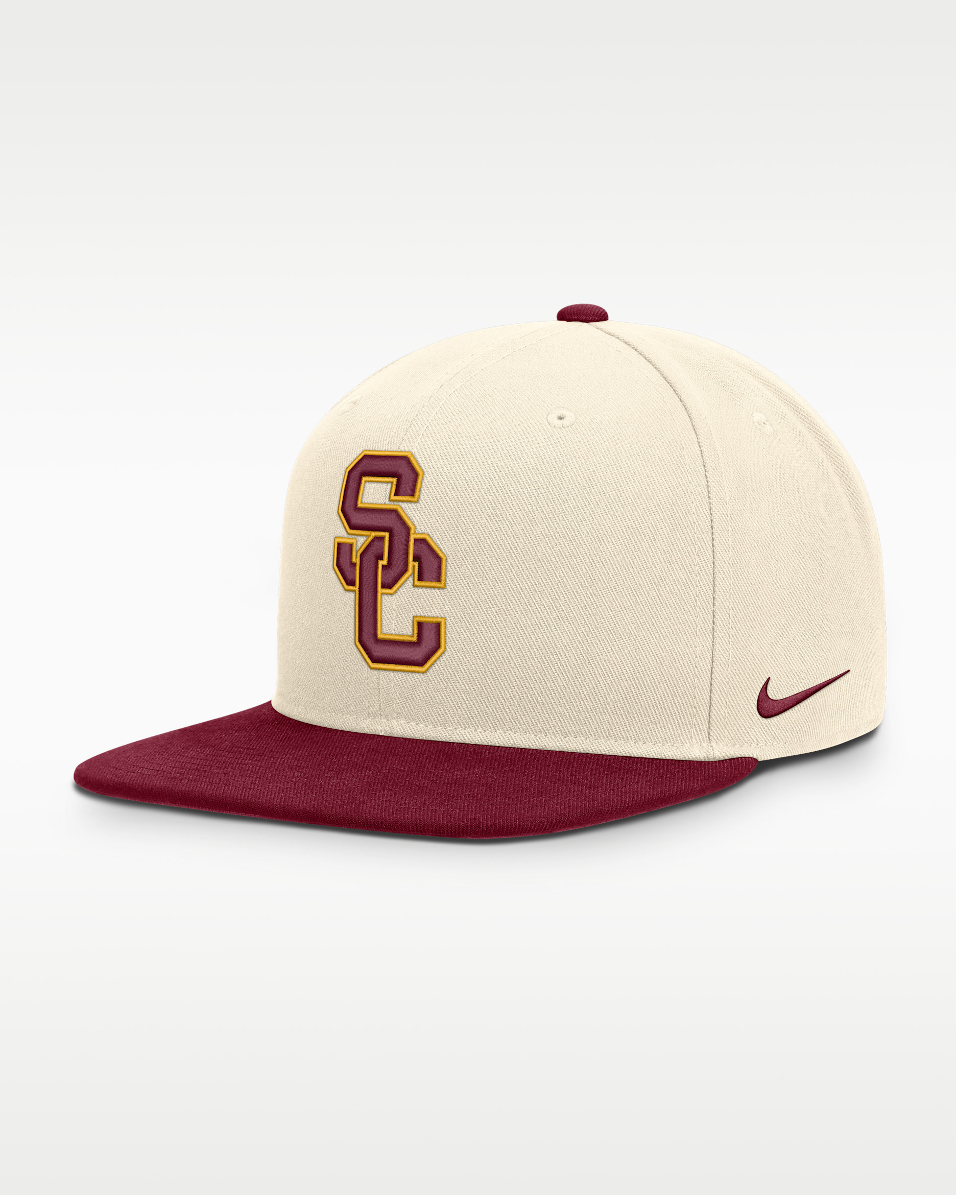 Gorra universitaria Nike Dri-FIT ajustable para hombre USC Campus Prep - Natural/Carmesí team