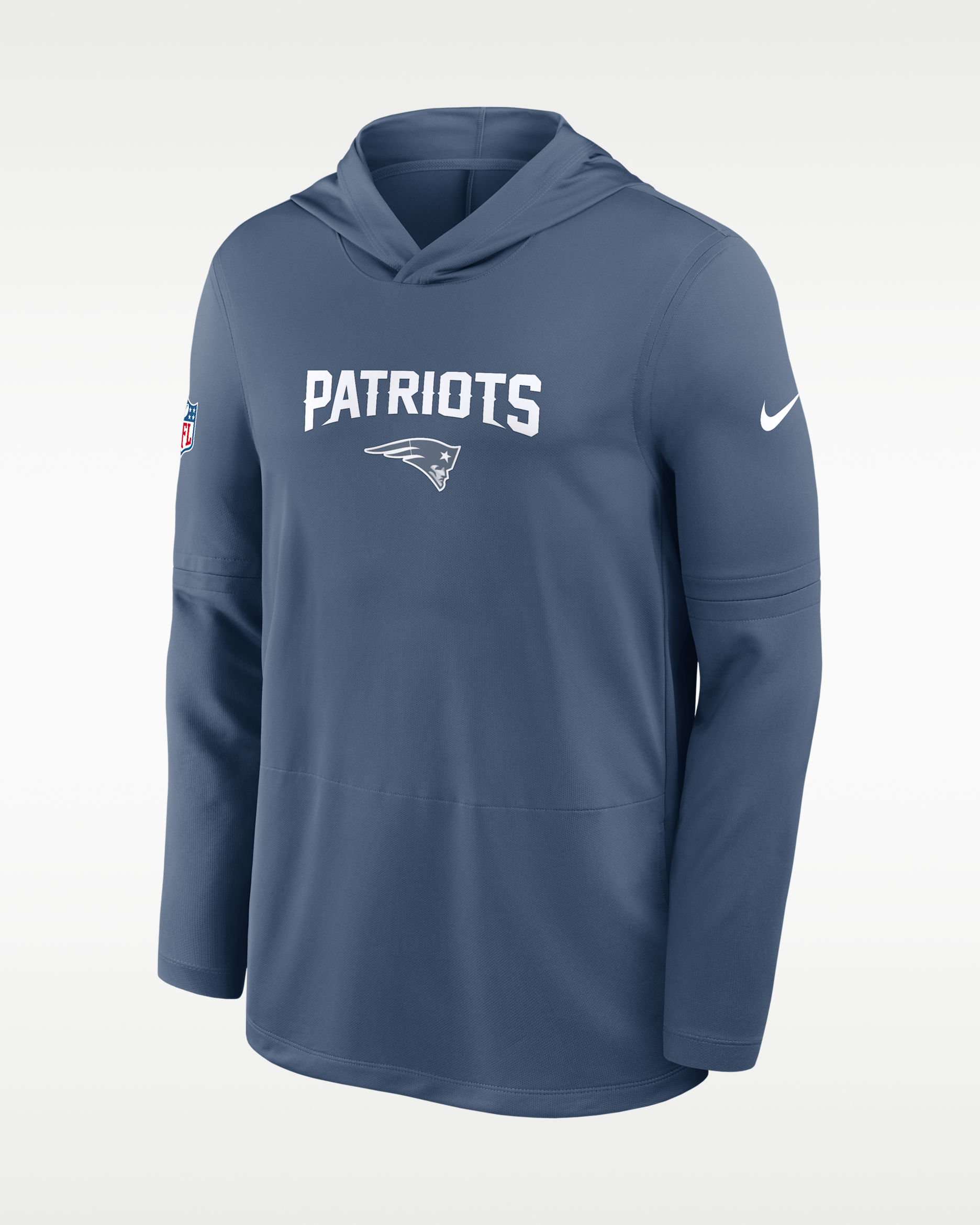 New England Patriots Rivalries Collection Sideline Men's Nike Dri-FIT NFL Long-Sleeve Hooded Top - Blue
