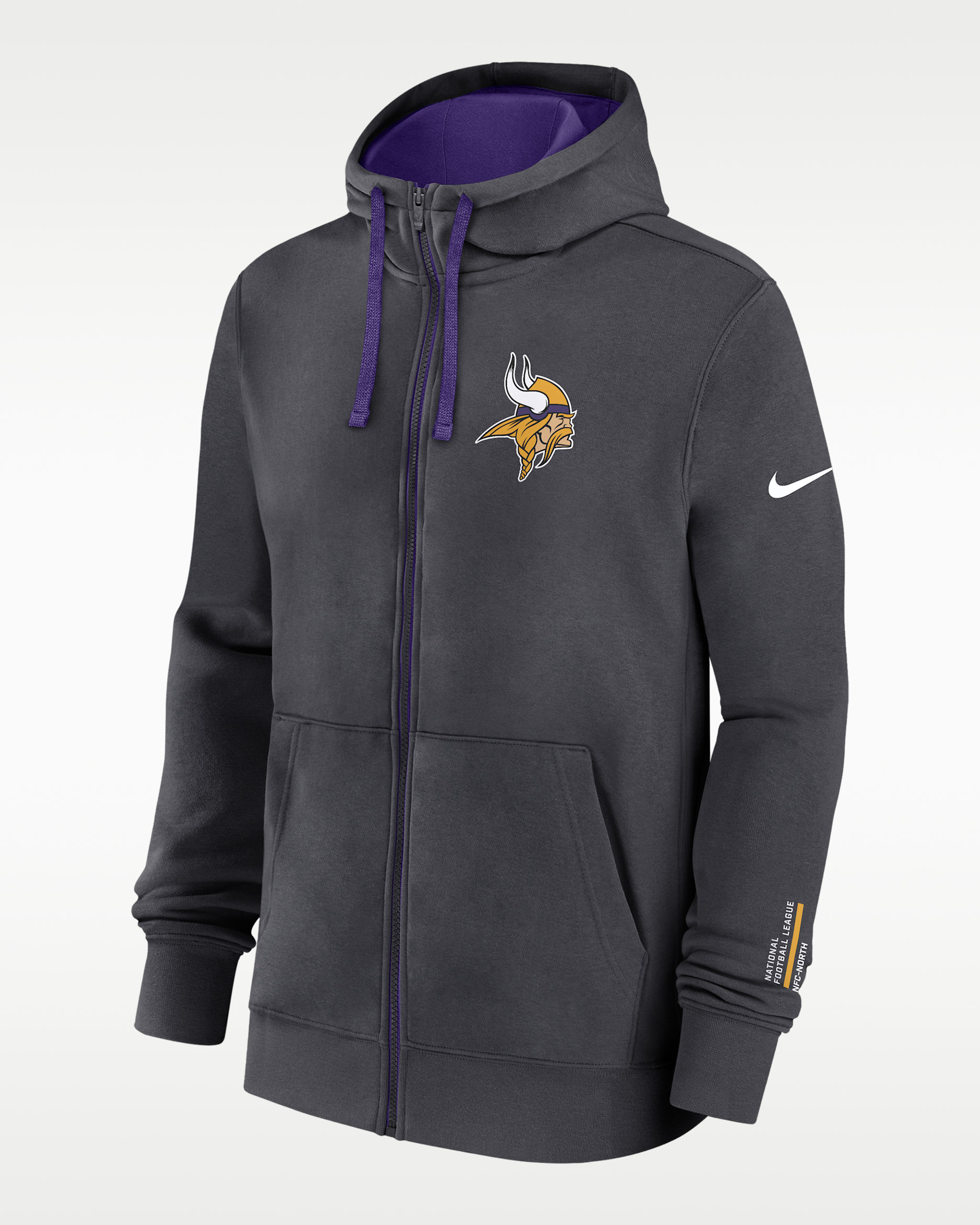 Minnesota Vikings Playbook Page Club Men's Nike NFL Full-Zip Hoodie - Anthracite