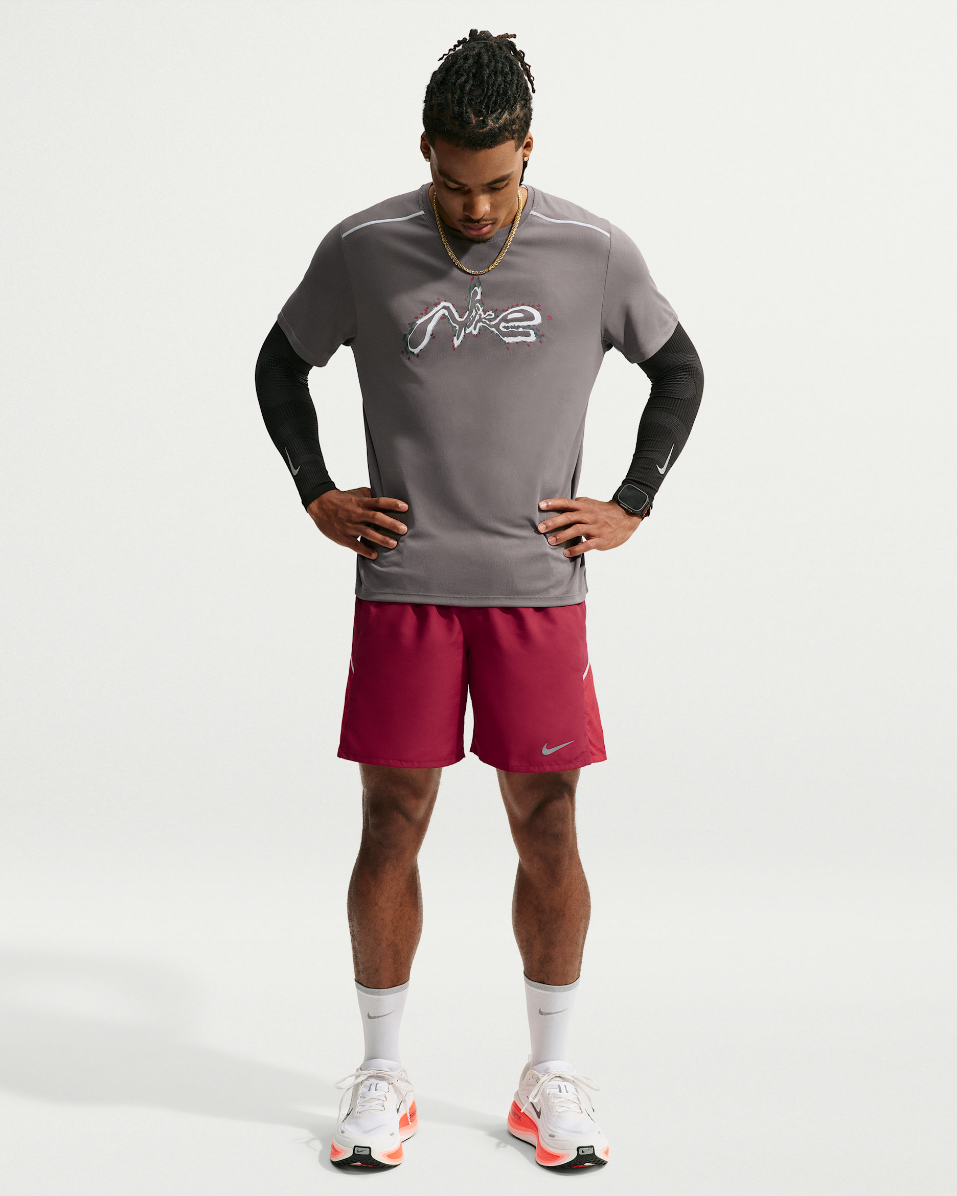 Męskie spodenki do biegania 2 w 1 Dri-FIT Nike Miler 18 cm - Tough Red/Sport Red