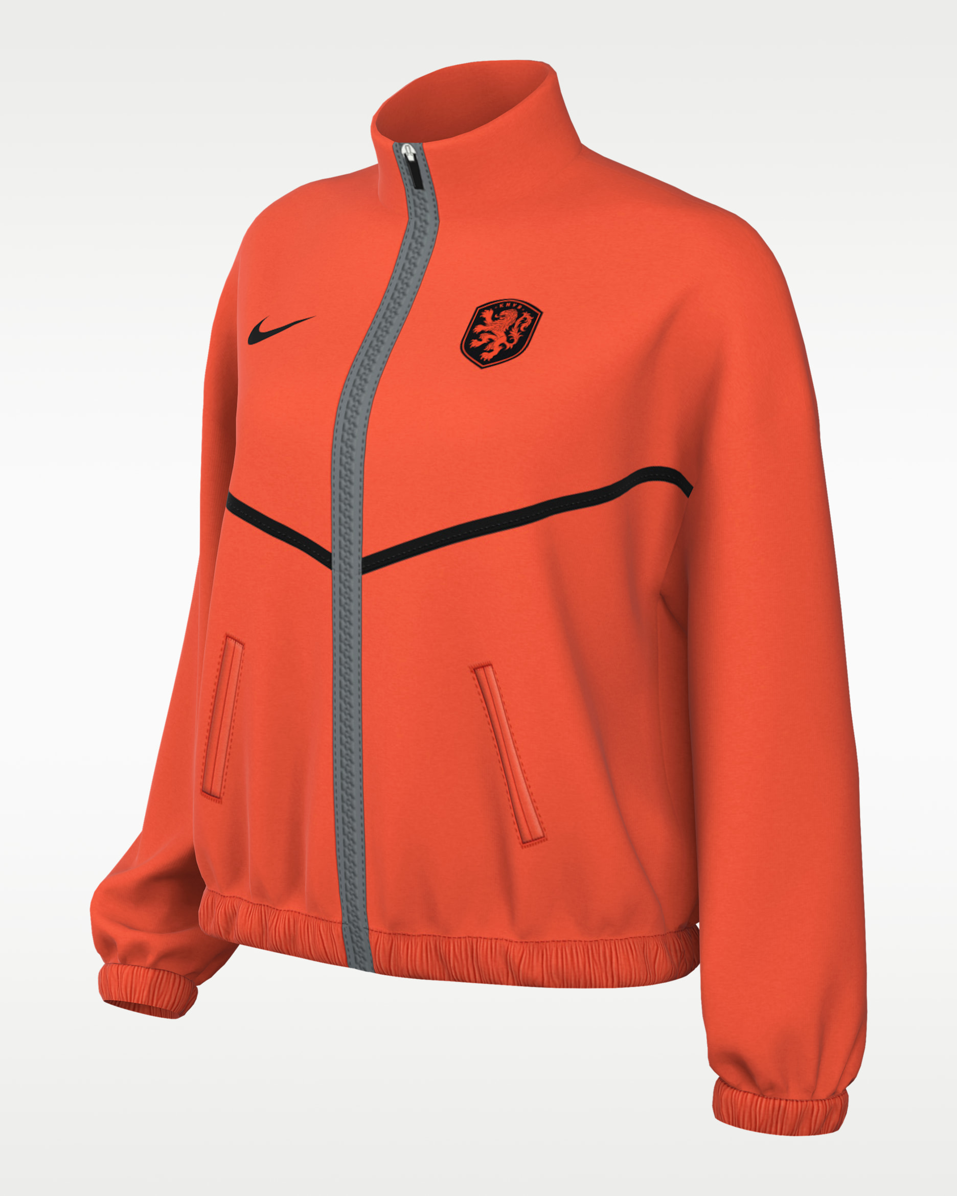 Chamarra Anthem de futbol Nike Dri-FIT para mujer de Países Bajos - Hipercarmesí/Negro