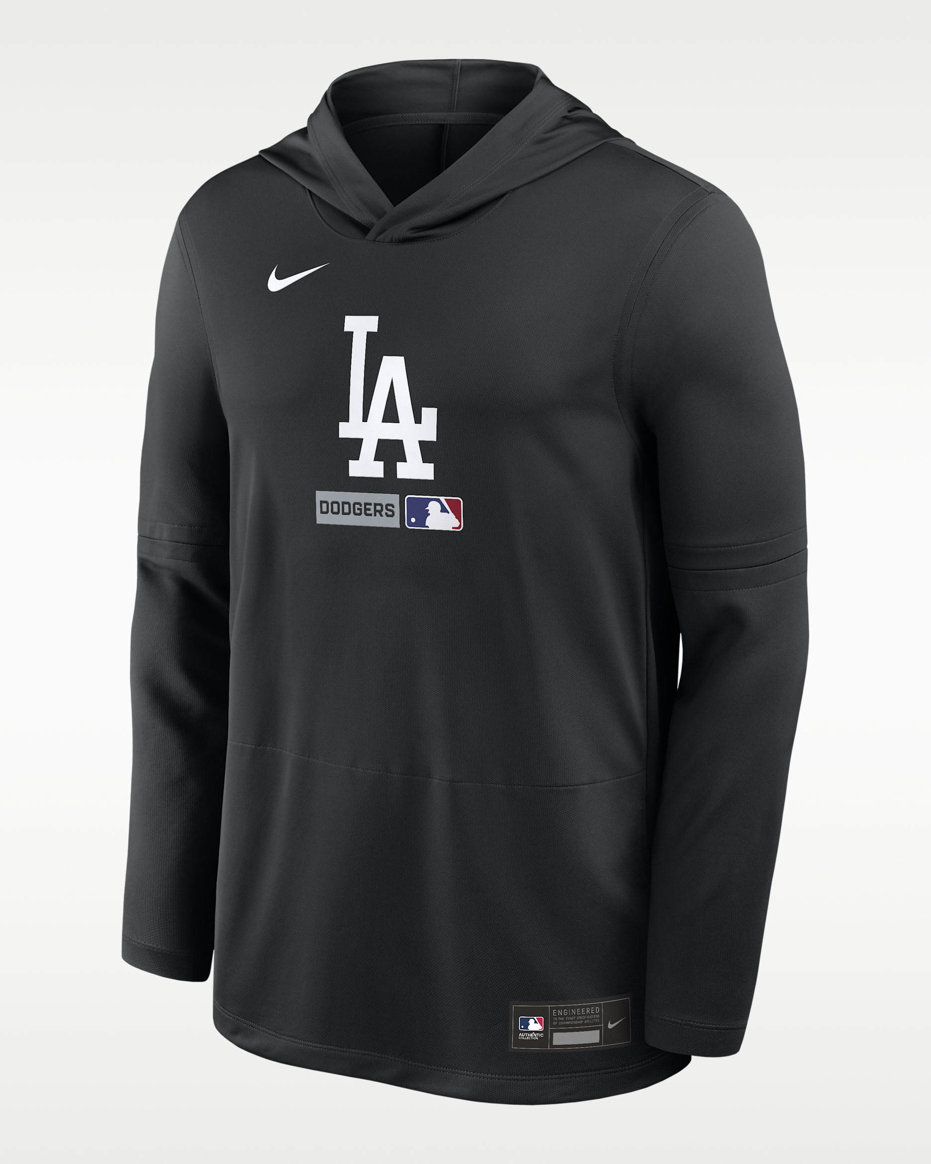 Playera de manga larga con gorro Nike Dri-FIT de la MLB para hombre Los Angeles Dodgers Authentic Collection - Negro