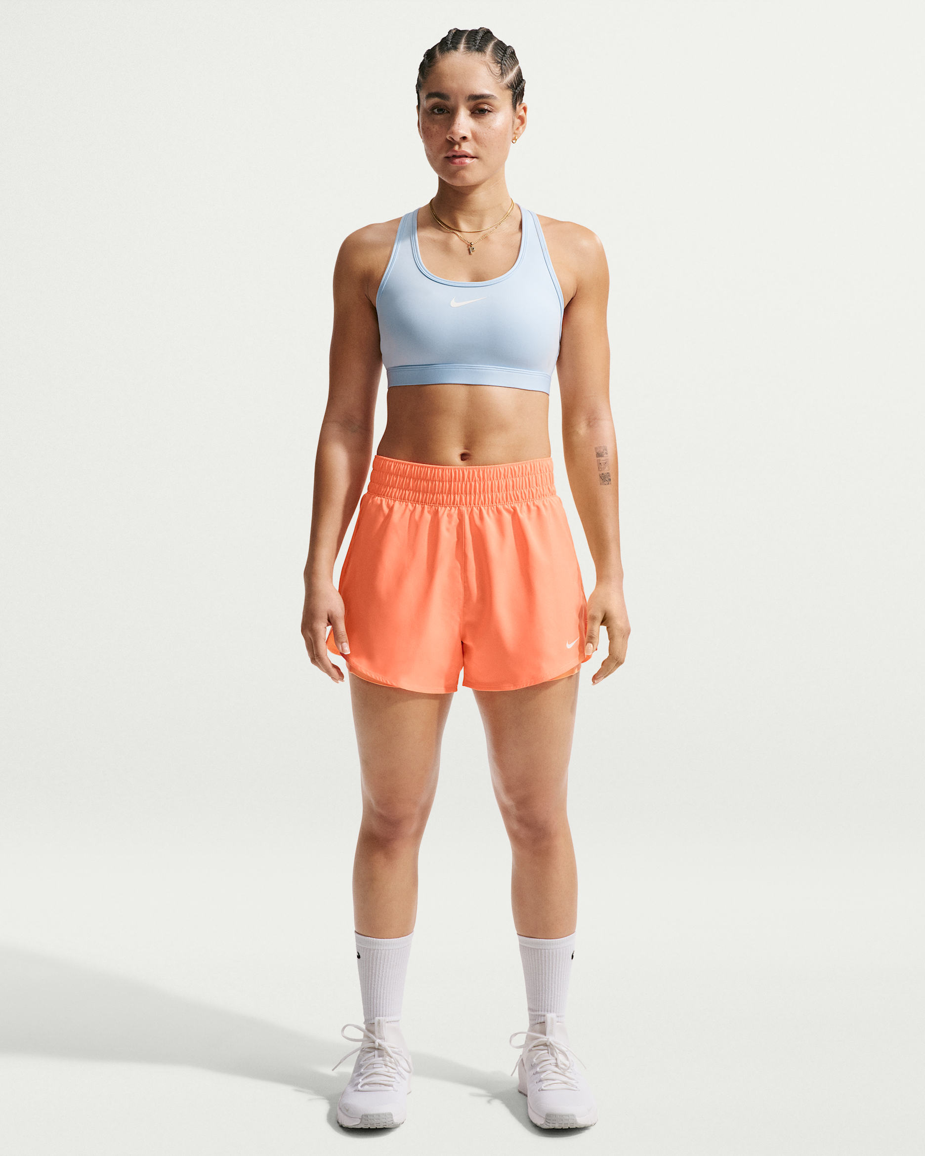 Nike One Women's Dri-FIT High-Waisted 3" 2-in-1 Shorts - Orange Pulse/White