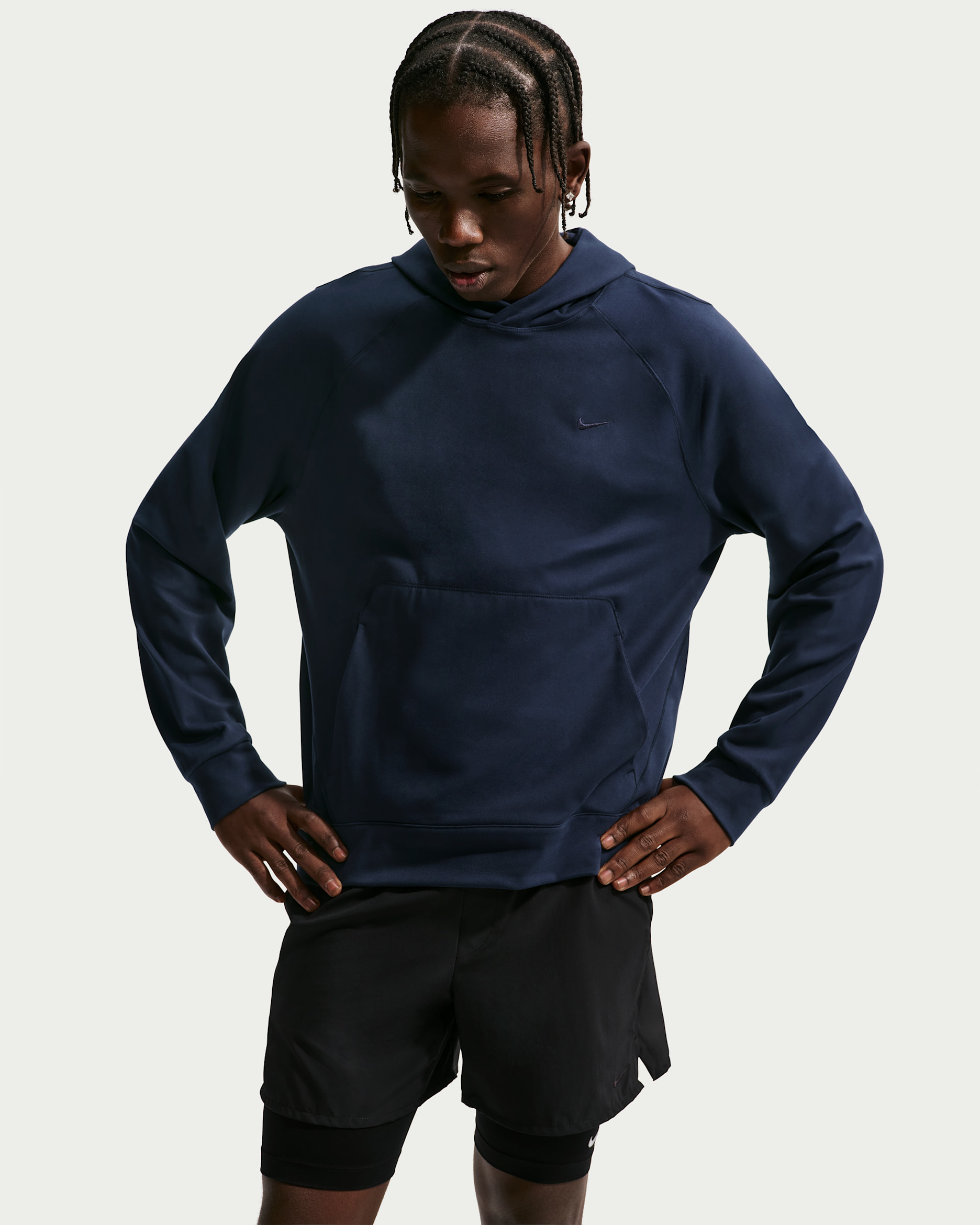 Nike Primary NanoKnit Men's Dri-FIT UV Protection Pullover Performance Hoodie - Obsidian/Obsidian