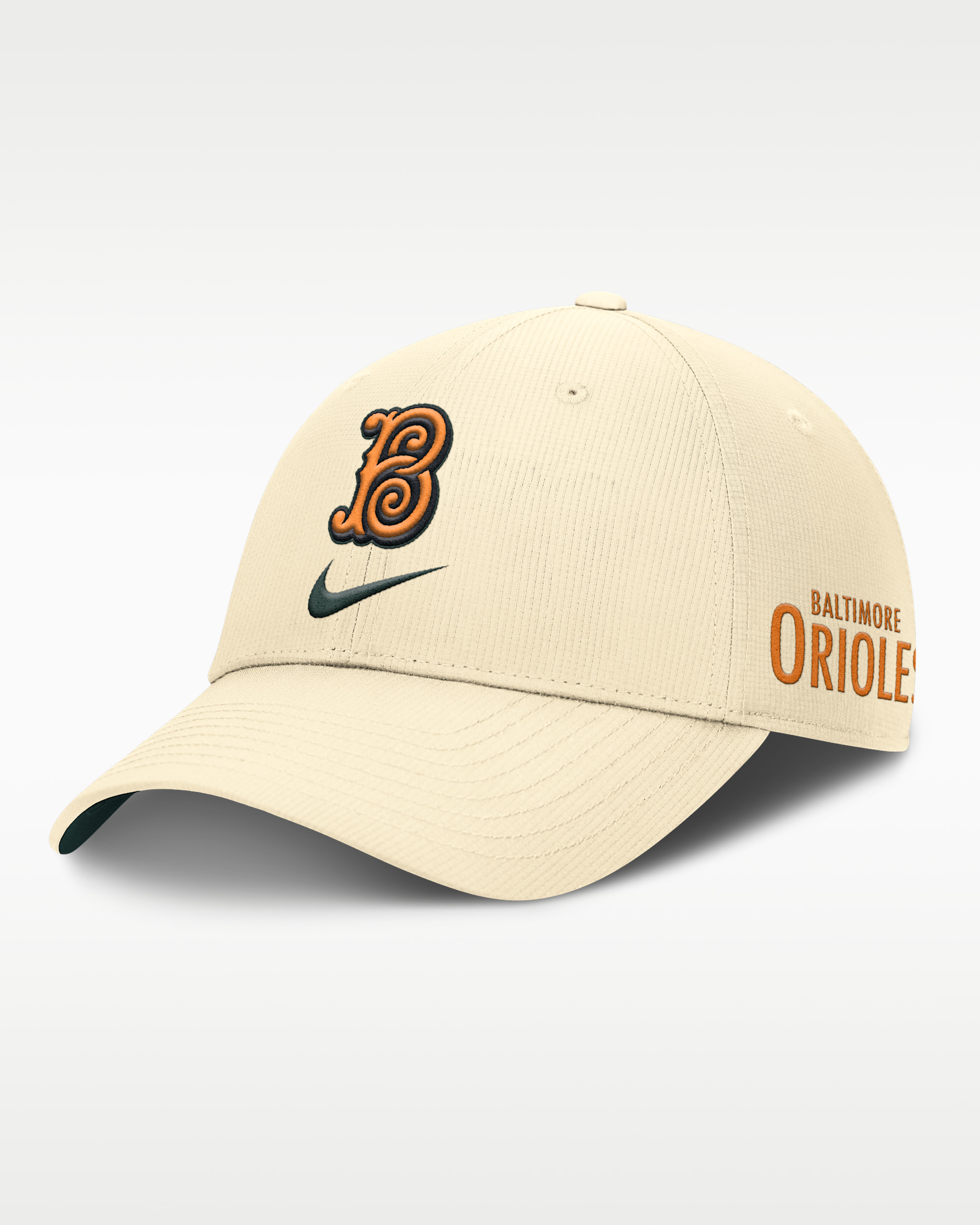 Gorra Nike Dri-FIT de la MLB ajustable para hombre Baltimore Orioles City Connect Club - Crema
