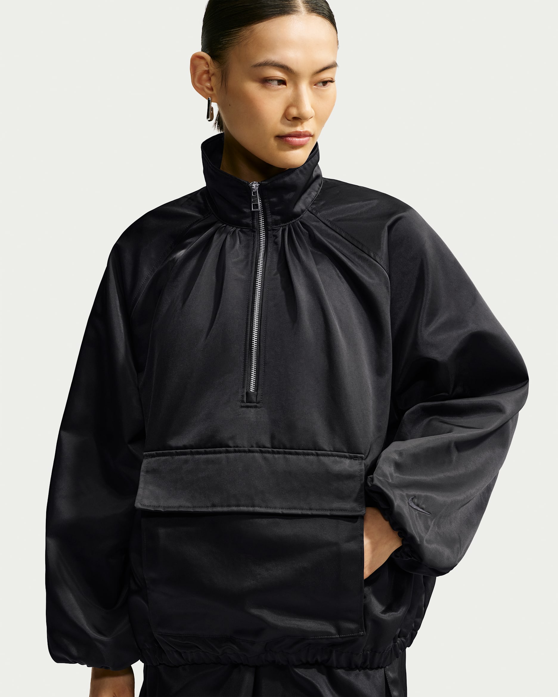 Nike Sportswear Women's Satin 1/4-Zip Anorak - Black/Black