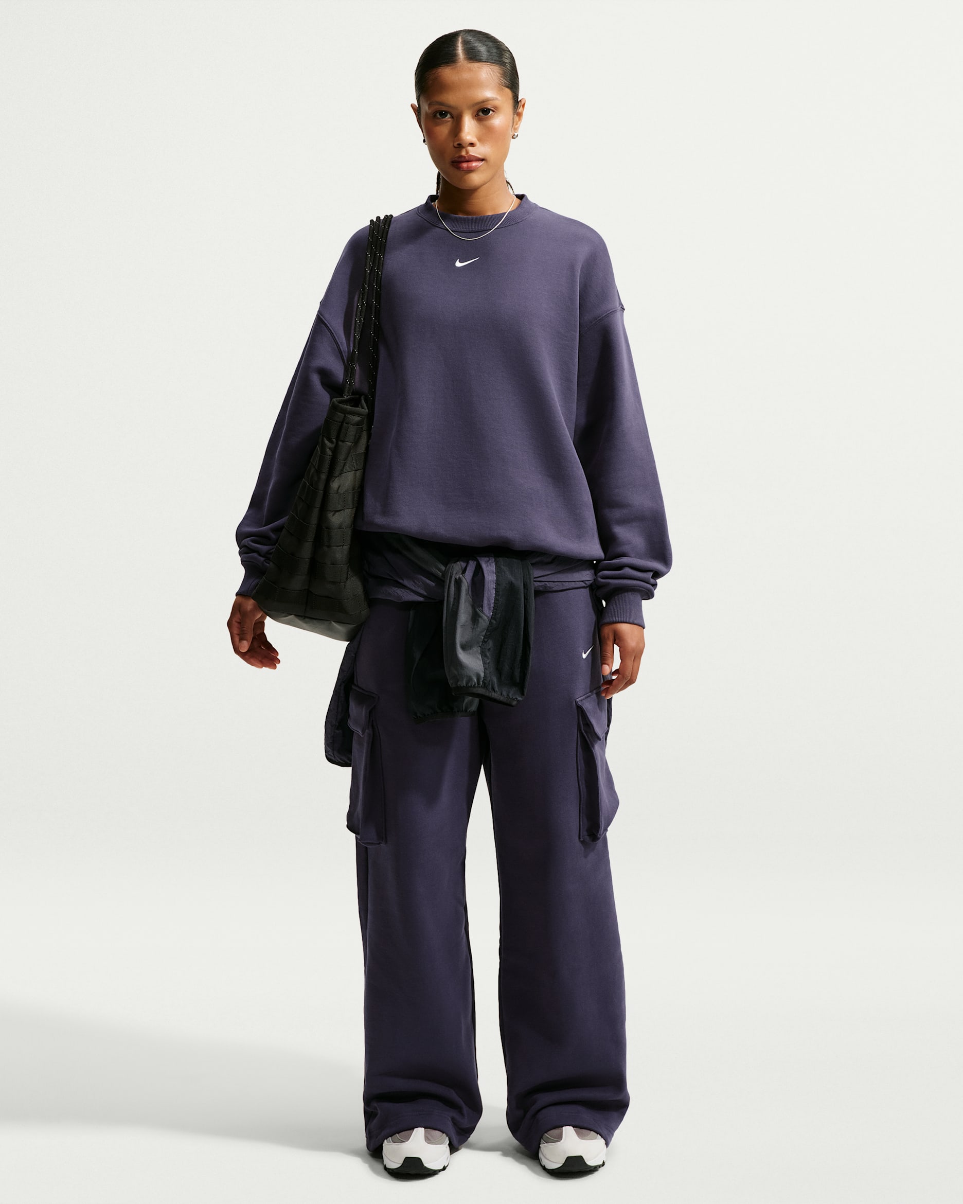 Nike Studio Fleece Medium Weight Women's Oversized High-Rise Cargo Pants - Gridiron/Sail