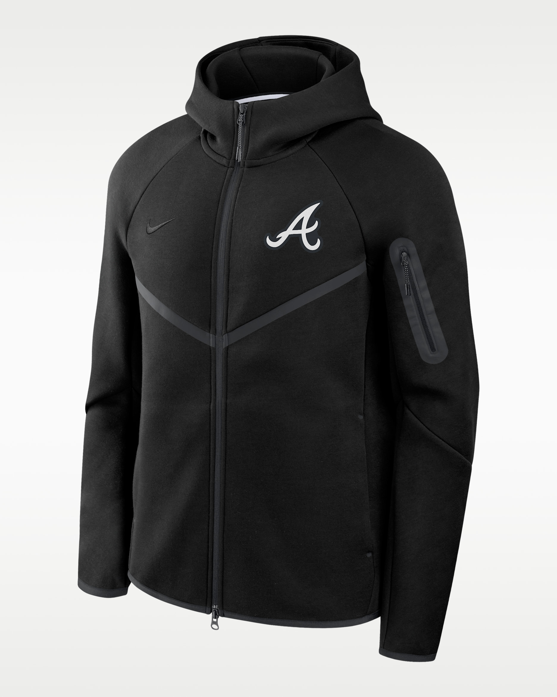 Atlanta Braves Tech Fleece Windrunner Men's Nike MLB Full-Zip Hooded Jacket - Black