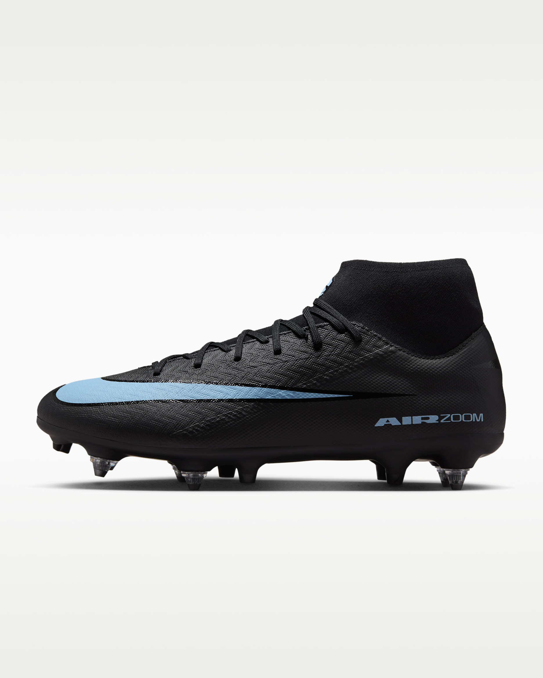 Nike Mercurial Superfly 10 Academy Soft-Ground High-Top Football Boot - Black/Ice Blue