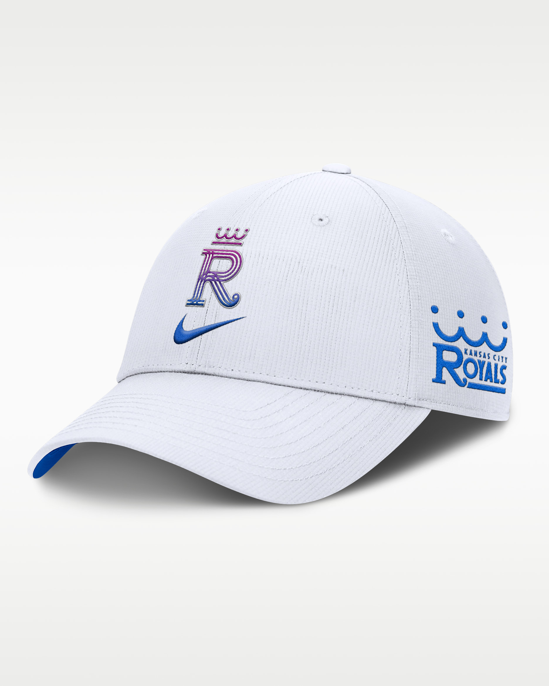 Gorra Nike Dri-FIT de la MLB ajustable para hombre Kansas City Royals City Connect Club - Blanco