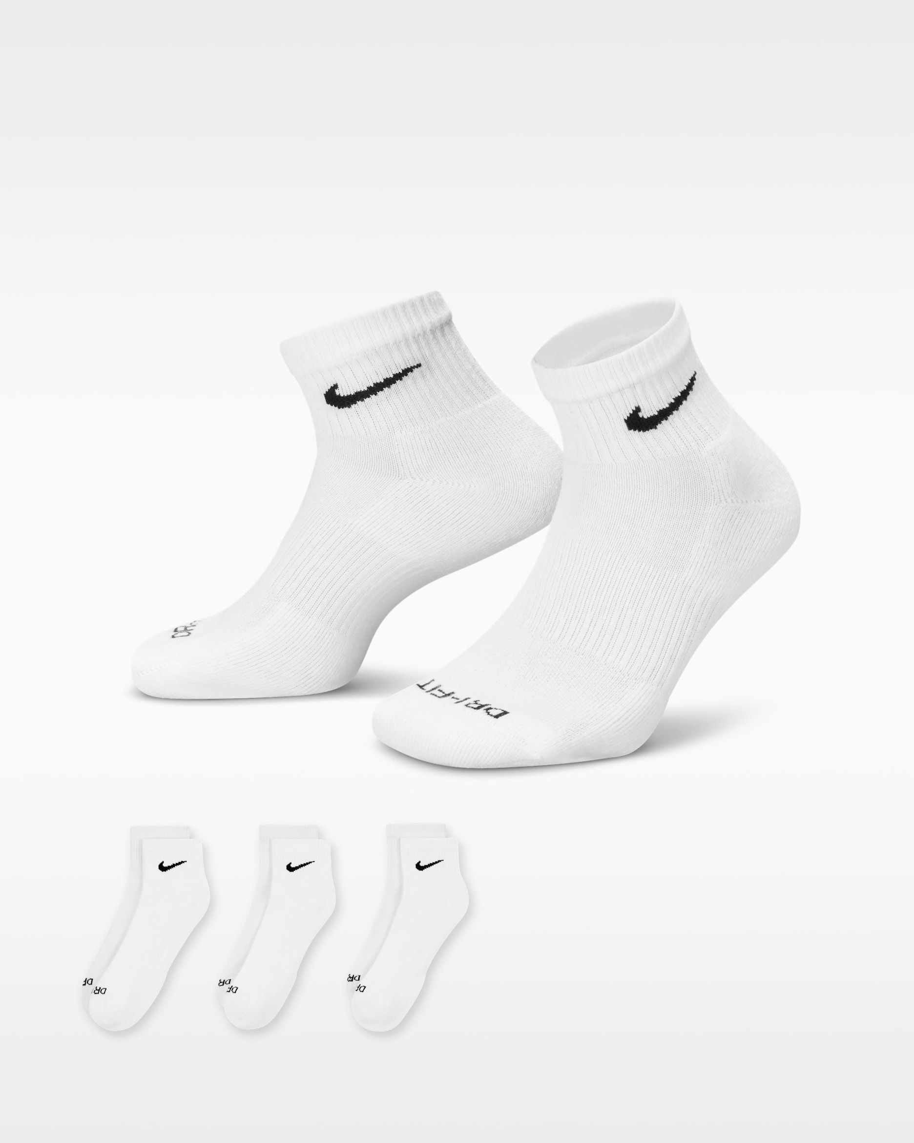 Nike Everyday Plus Cushioned Training Ankle Socks (3 Pairs) - White/Black