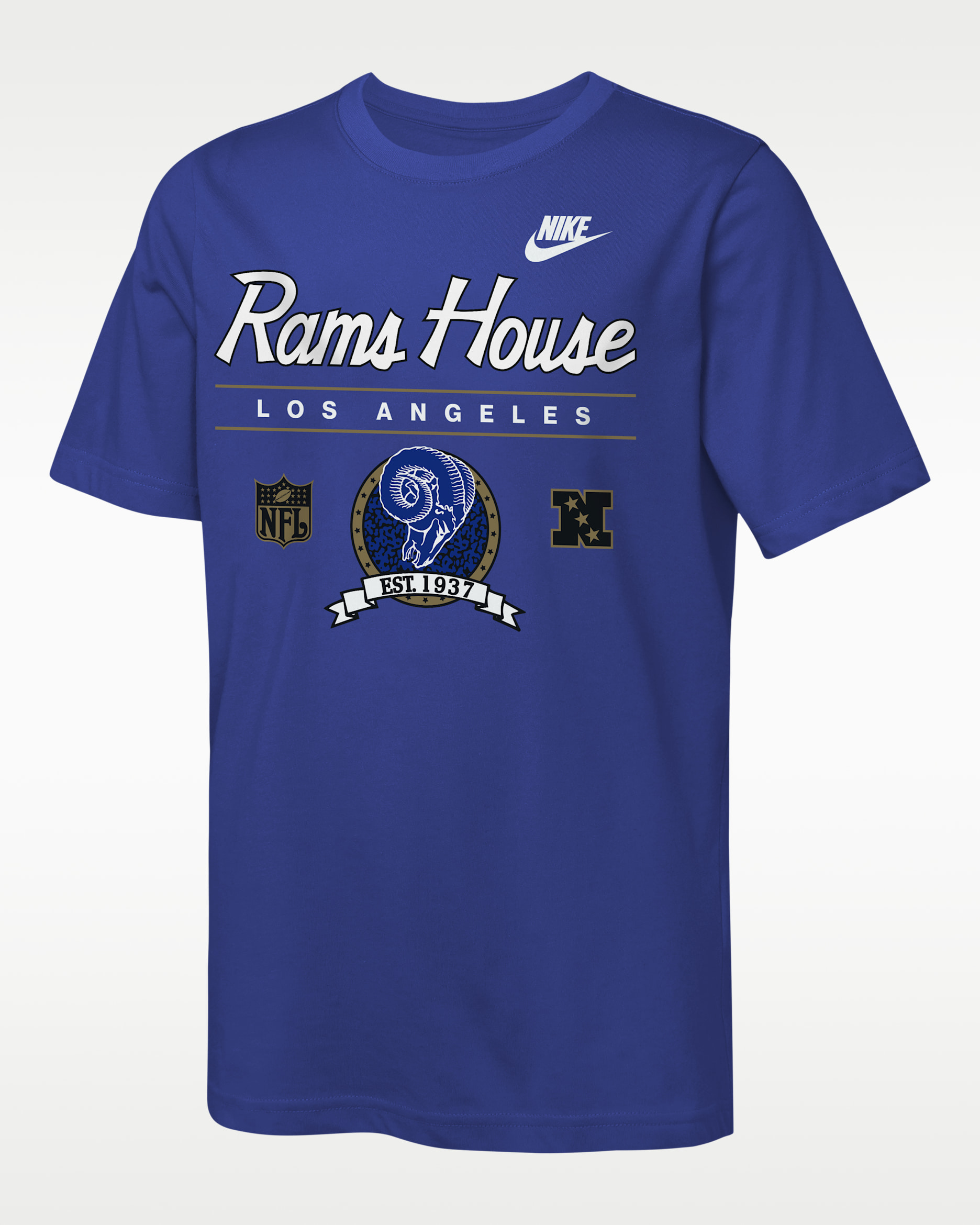 Los Angeles Rams Rewind Hometown Slub Big Kids' Nike Dri-FIT NFL T-Shirt - Royal