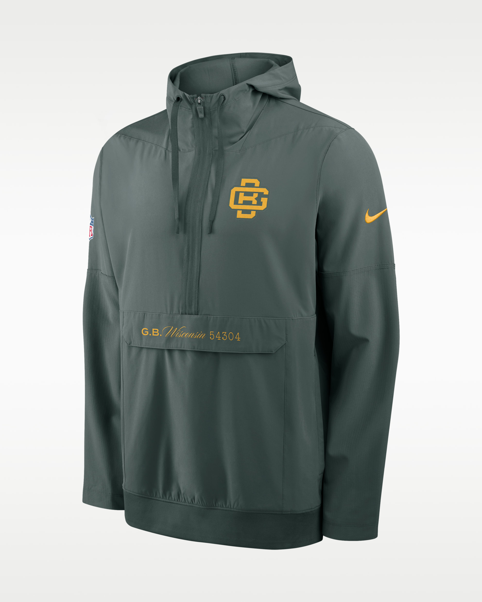 Green Bay Packers Rivalries Collection Sideline Anorak Men's Nike NFL 1/2-Zip Hooded Jacket - Green