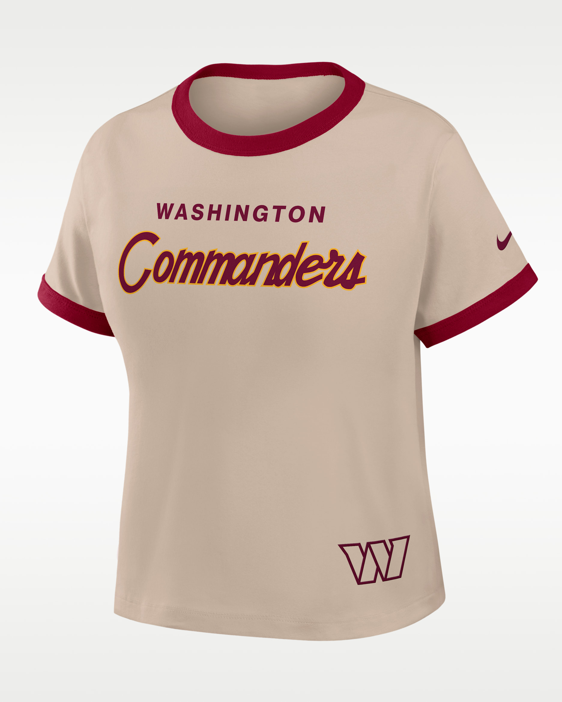 Washington Commanders Rewind Ringer Mod Women's Nike NFL Cropped T-Shirt - Cream