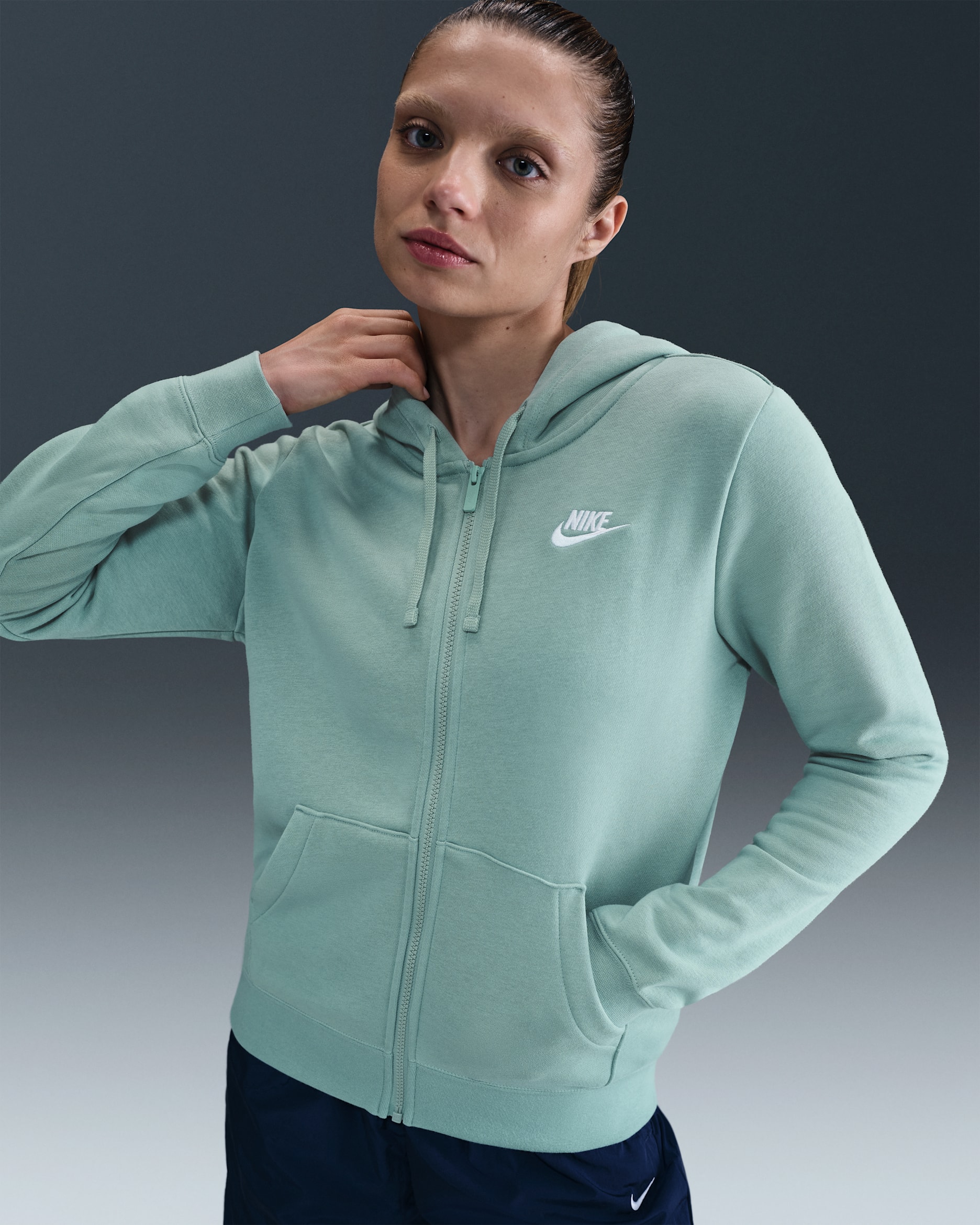 Sudadera con gorro de cierre completo para mujer Nike Sportswear Club Fleece - Cañón/Blanco