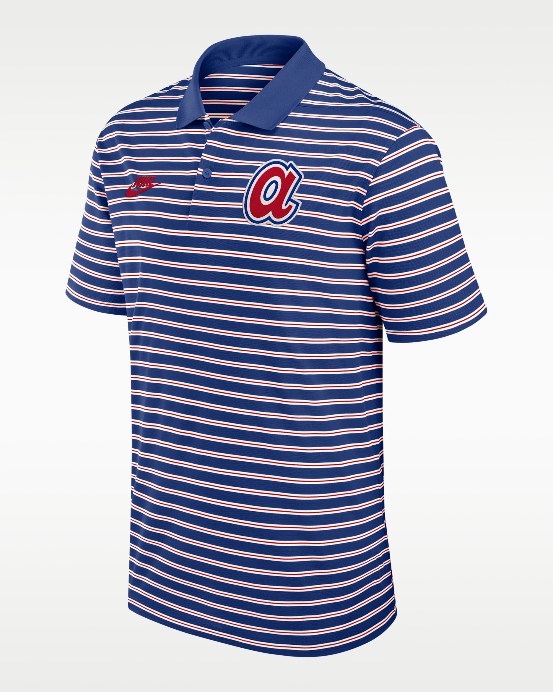 Atlanta Braves Cooperstown Striped Victory Men's Nike Dri-FIT MLB Polo - Royal/Cream