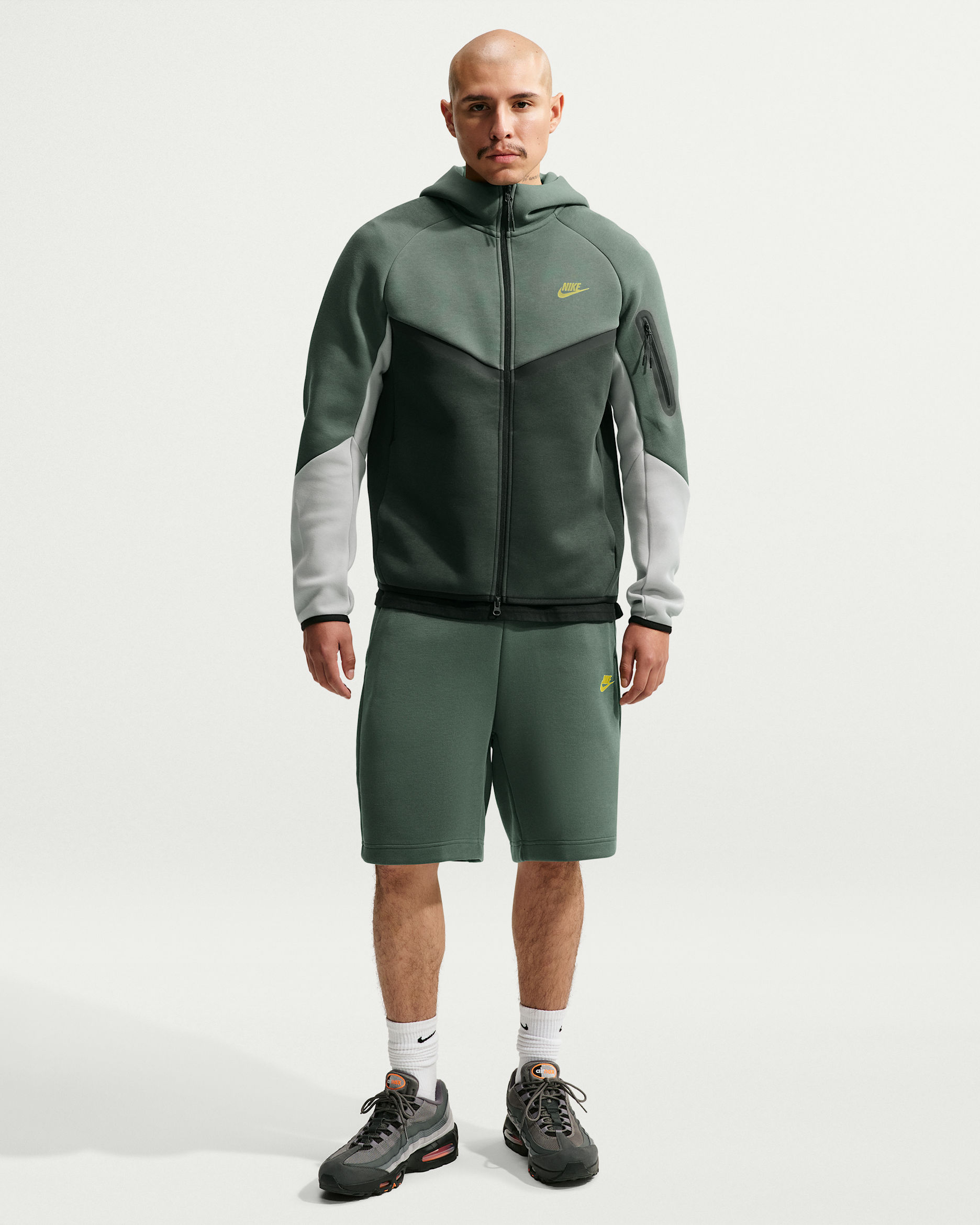 Nike Tech Men's Fleece Shorts - Camo Green/Chrome Yellow