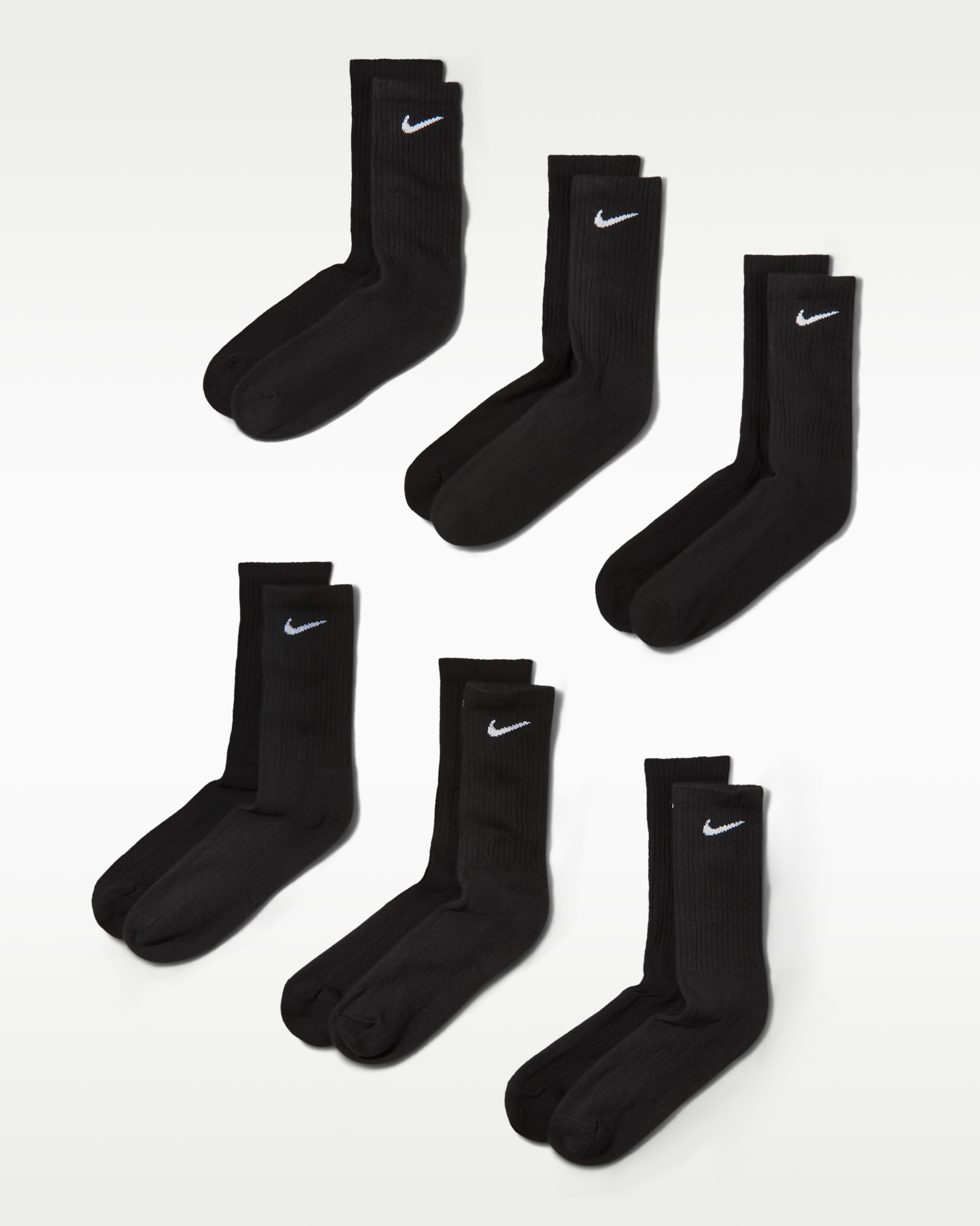 Nike Everyday Cushioned Training Crew Socks (6 Pairs) - Black/White