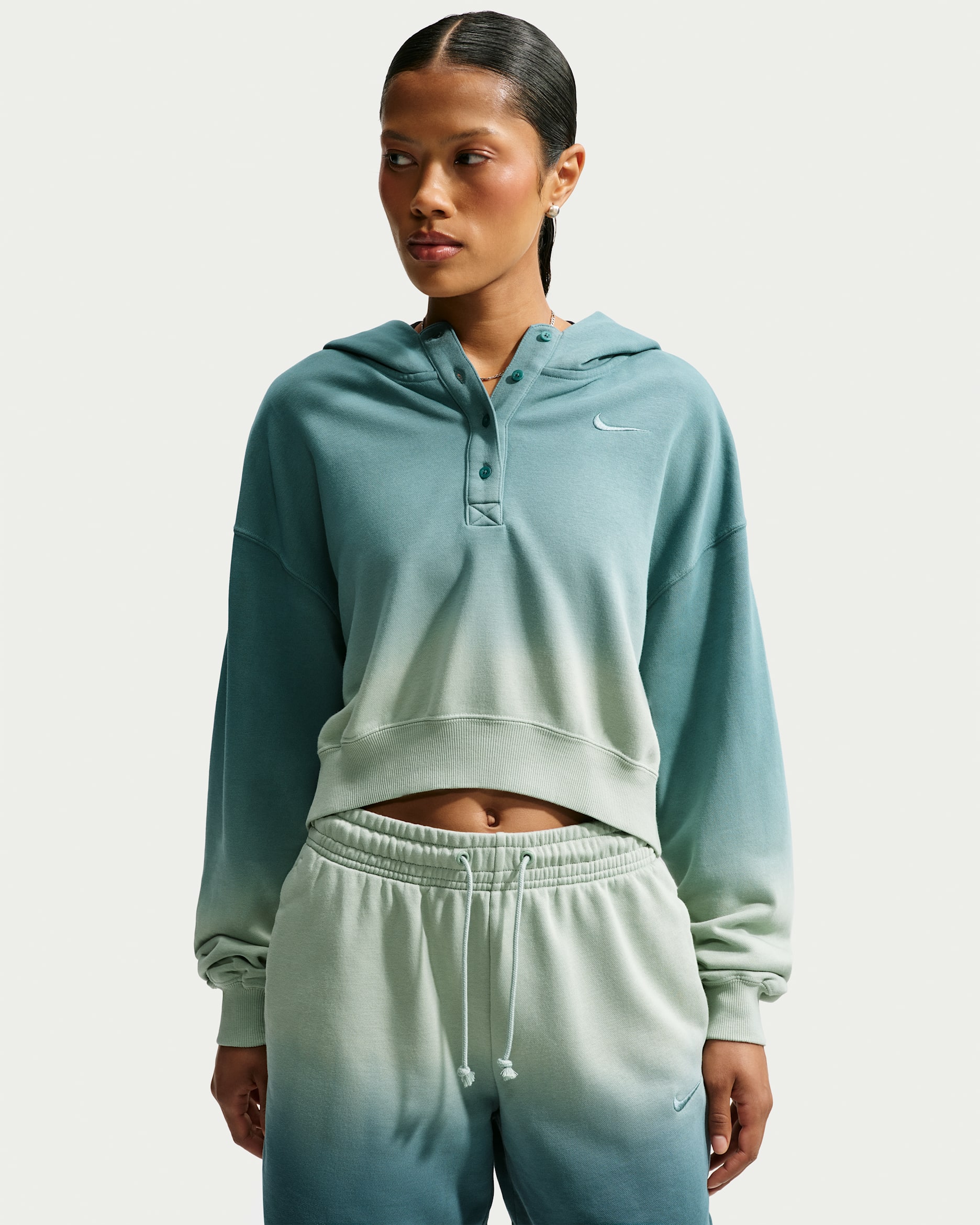 Nike Sportswear Phoenix Fleece Women's Oversized Henley Hoodie - Steam/Mineral Slate/Mineral Slate