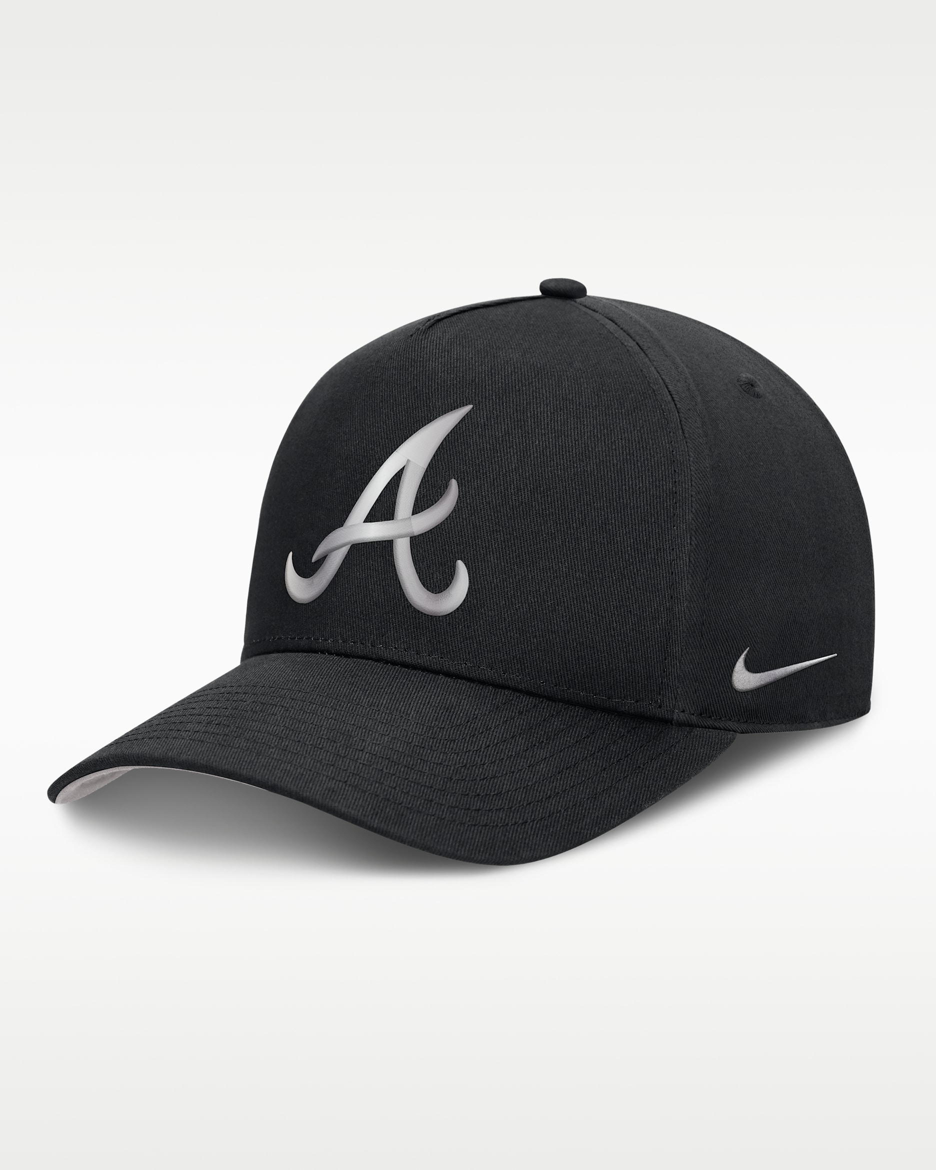 Atlanta Braves Rise Men's Nike Dri-FIT MLB A-Frame Trucker Adjustable Hat - Black/Grey
