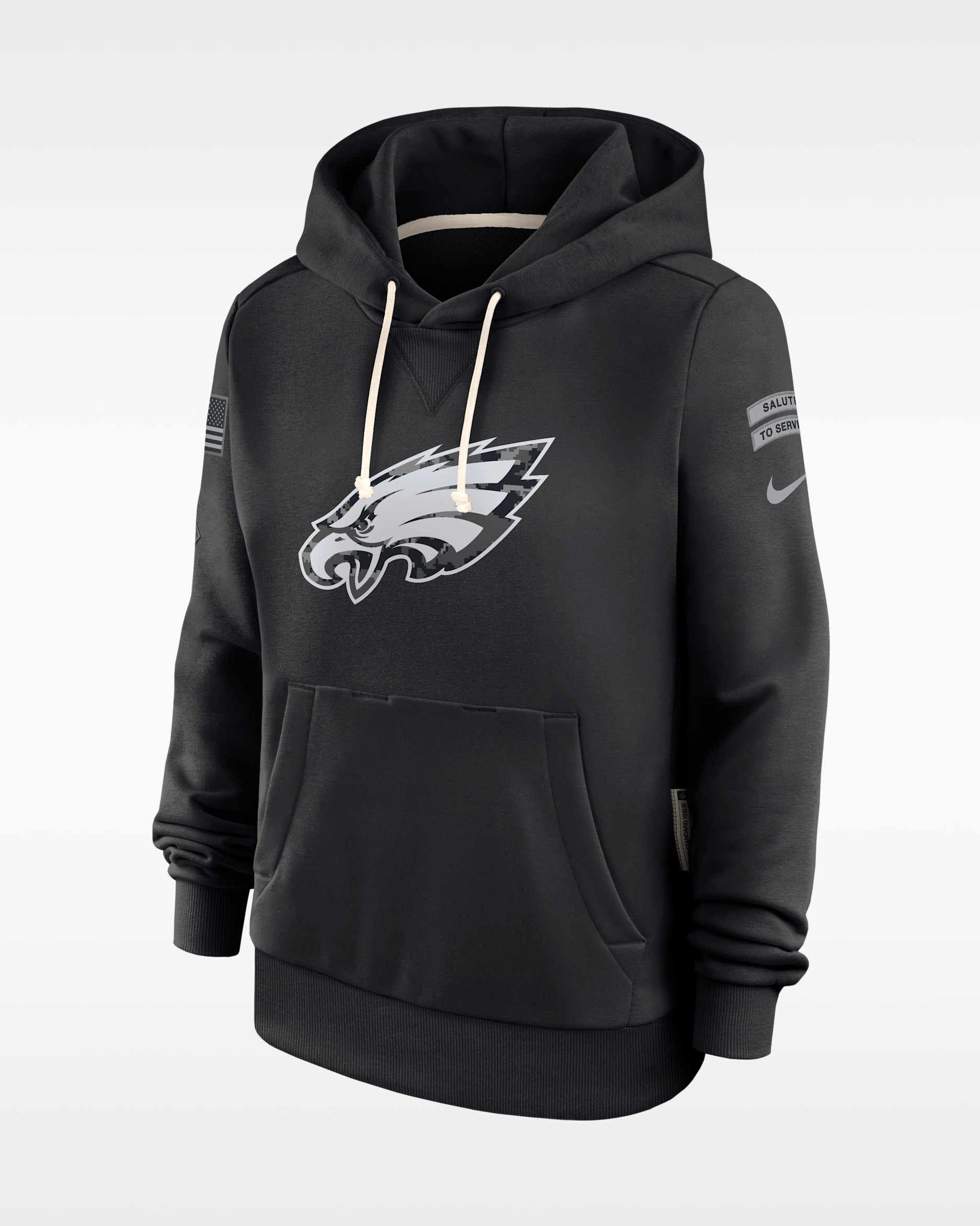 Philadelphia Eagles Salute to Service Sideline Women's Nike Dri-FIT NFL Pullover Hoodie - Black