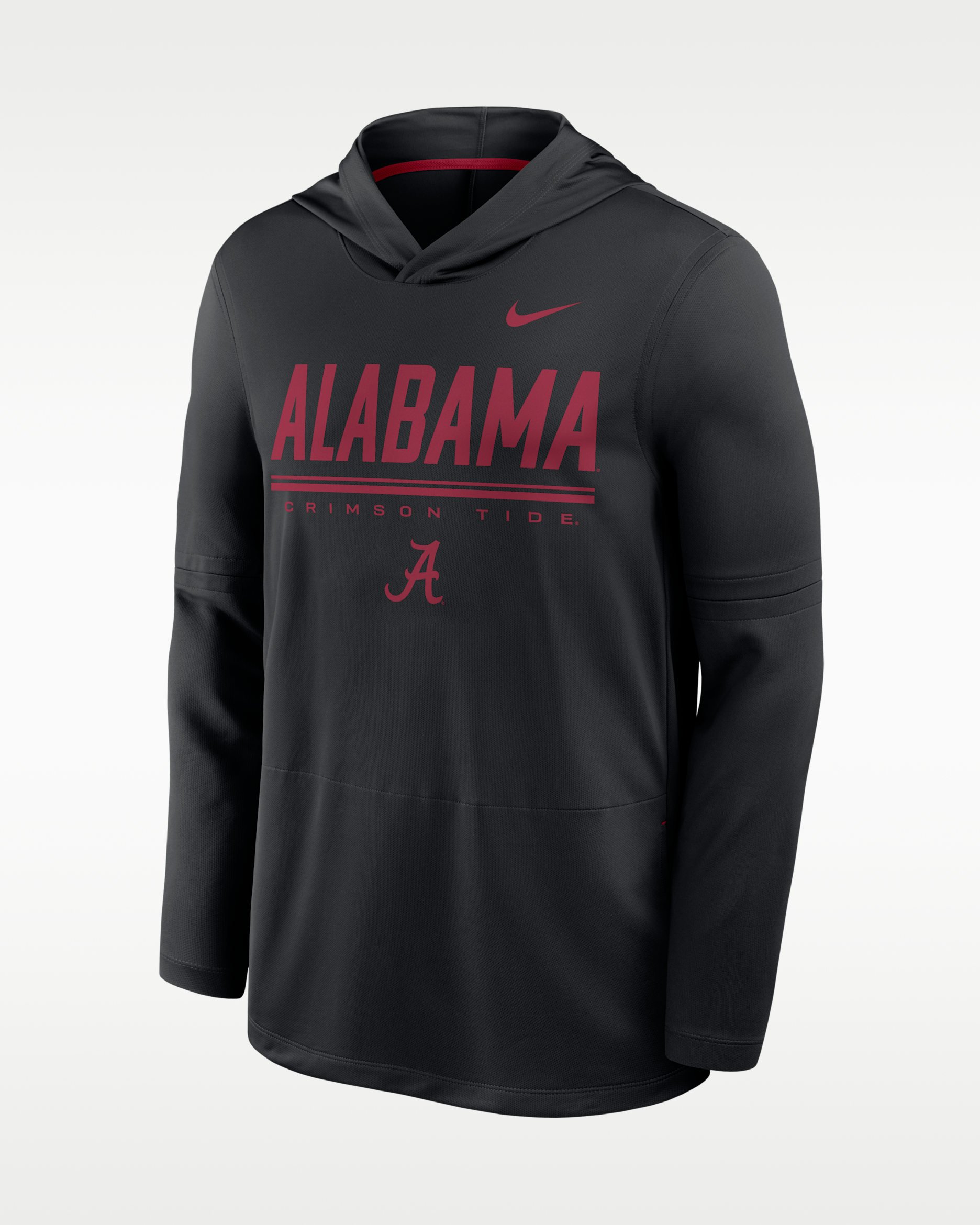 Playera de manga larga universitaria Nike Dri-FIT con gorro para hombre Alabama Sideline - Negro/Carmesí team