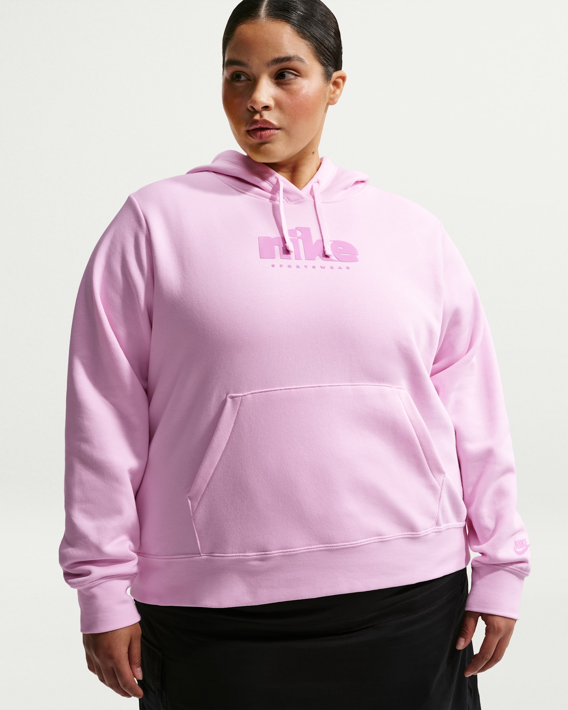 Sudadera con gorro sin cierre Nike Sportswear para mujer Club Fleece (talla grande) - Espuma rosa/Magenta claro