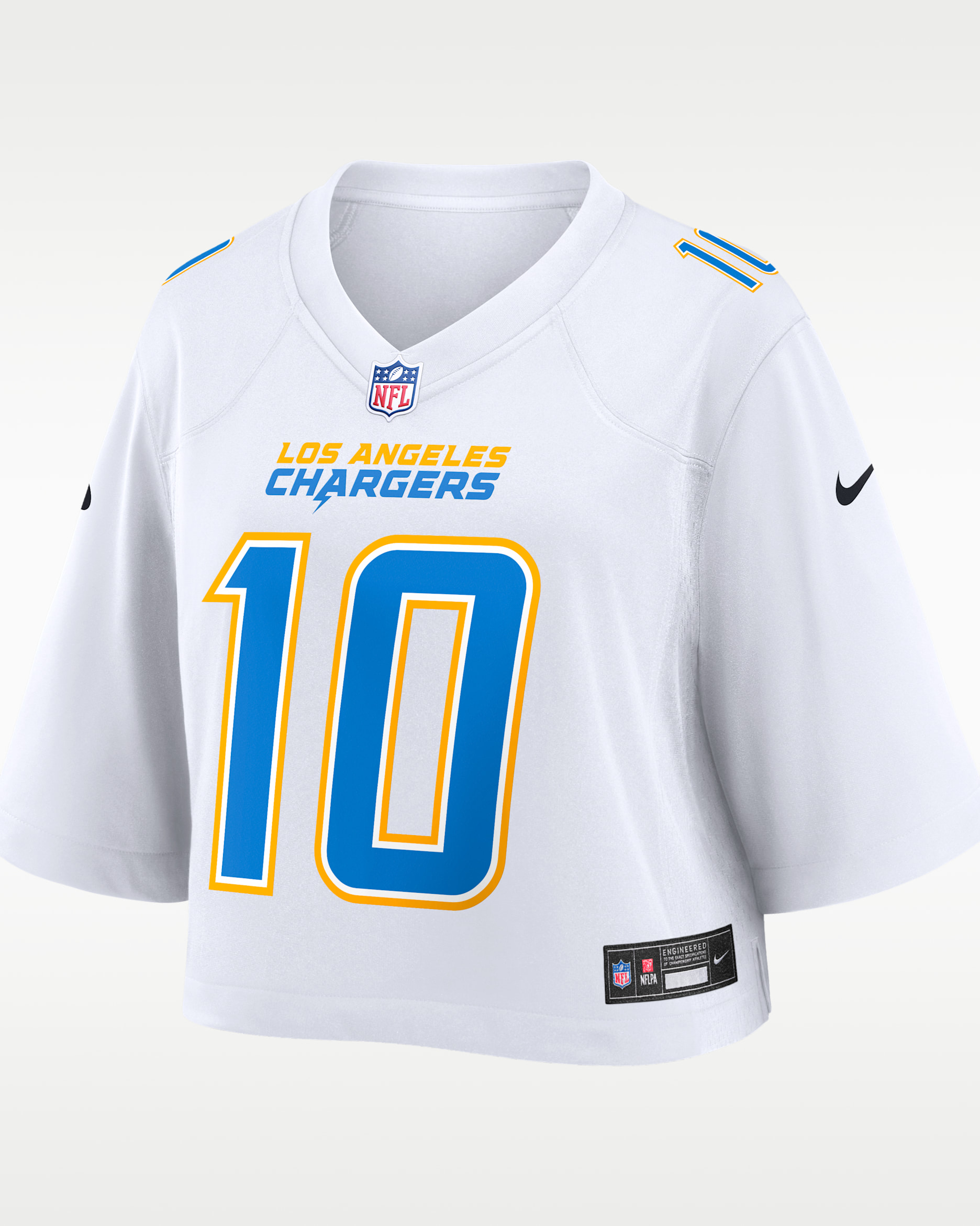 Justin Herbert Los Angeles Chargers Women's Nike NFL Cropped Tundra Game Jersey - White