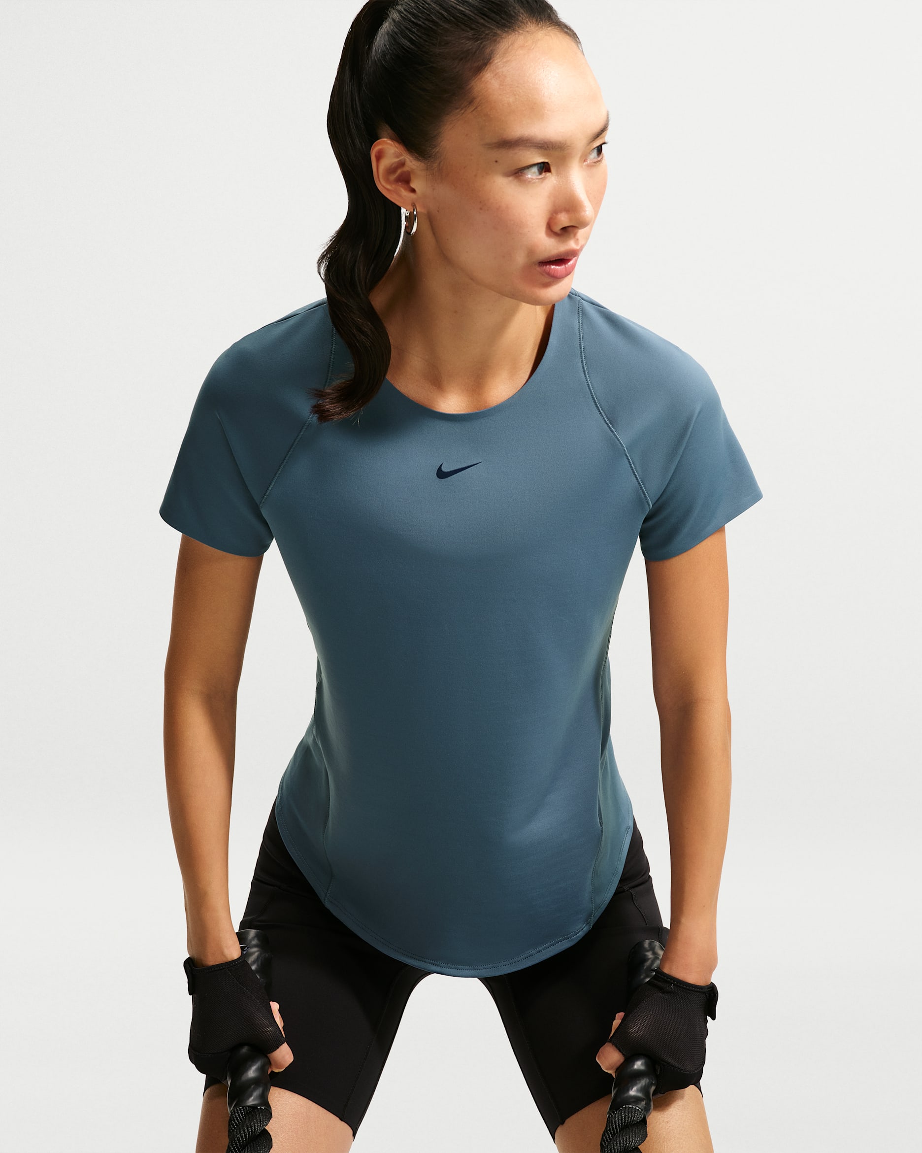 Nike Universa Women's Dri-FIT Short-Sleeve Top - New Slate/Midnight Navy