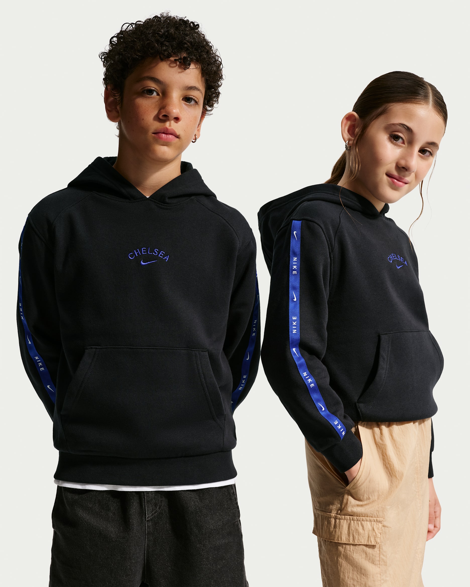Felpa in fleece con cappuccio Nike Football Chelsea FC City Side – Ragazzo/a - Nero/Bright Blue