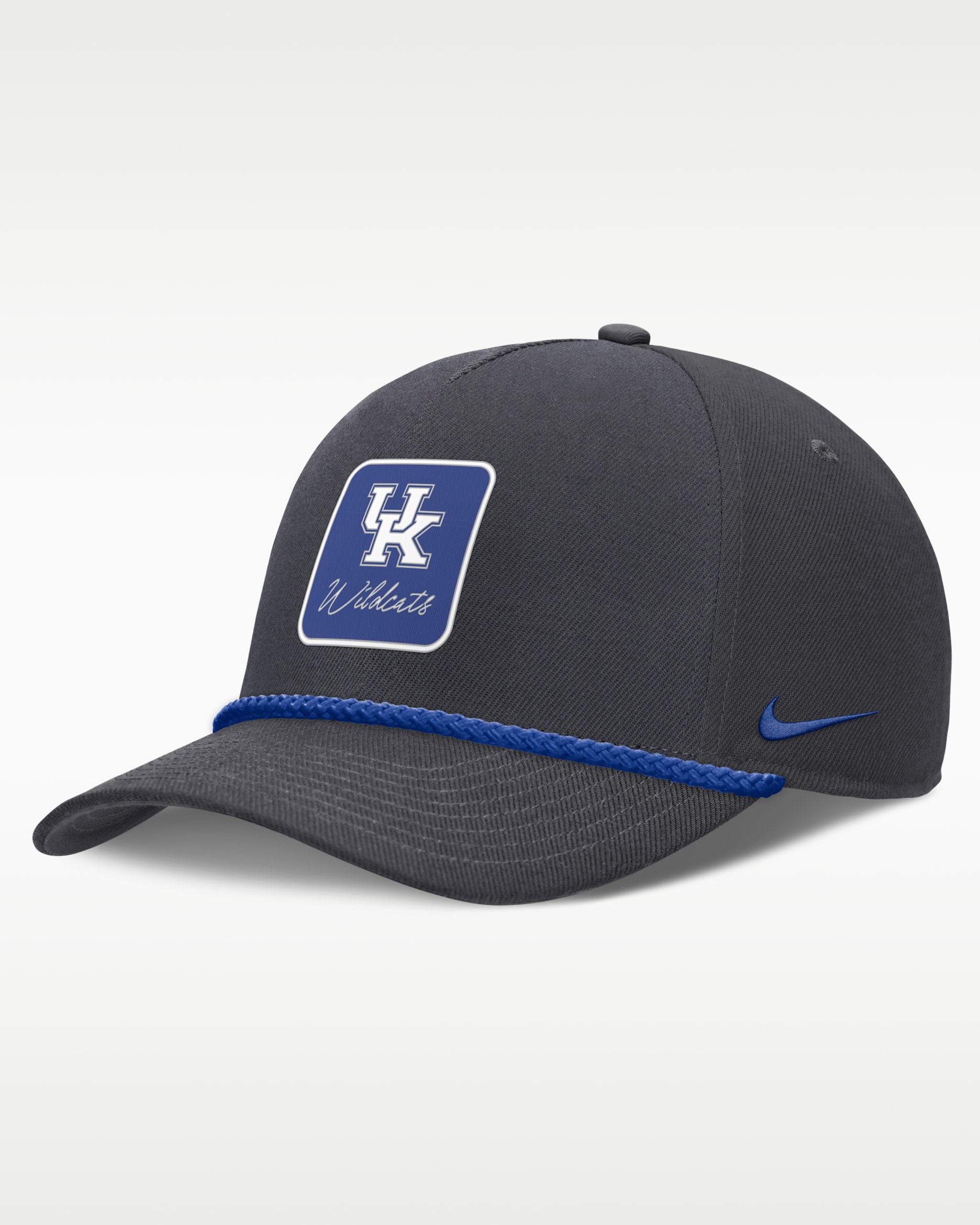 Gorra universitaria Nike Dri-FIT con estructura A-Frame ajustable para hombre Kentucky Legacy Letter Rise - Antracita