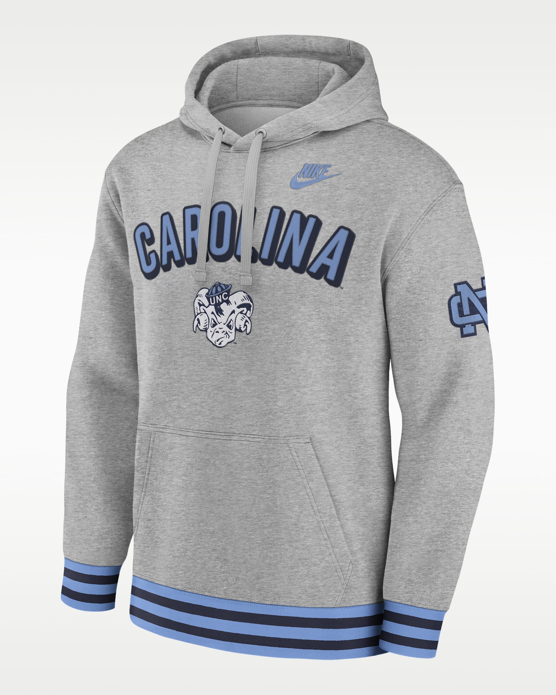 Sudadera con gorro sin cierre universitaria Nike para hombre North Carolina Legacy Retro - Gris oscuro jaspeado