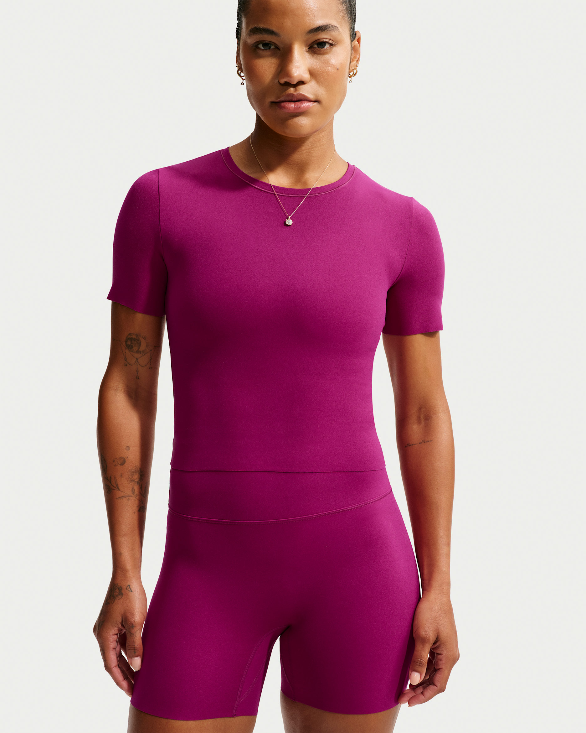 Nike Zenvy Women's Dri-FIT Short-Sleeve Top - True Berry/White