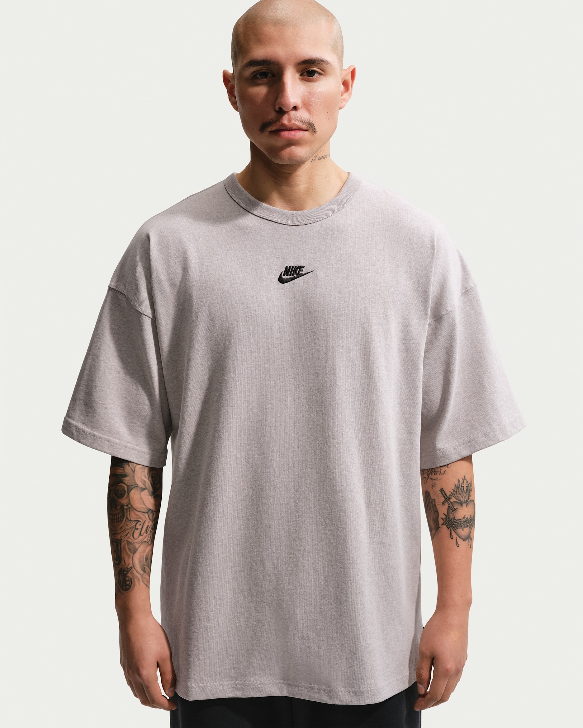 Playera oversized para hombre Nike Sportswear Premium Essentials - Gris universitario/Jaspeado