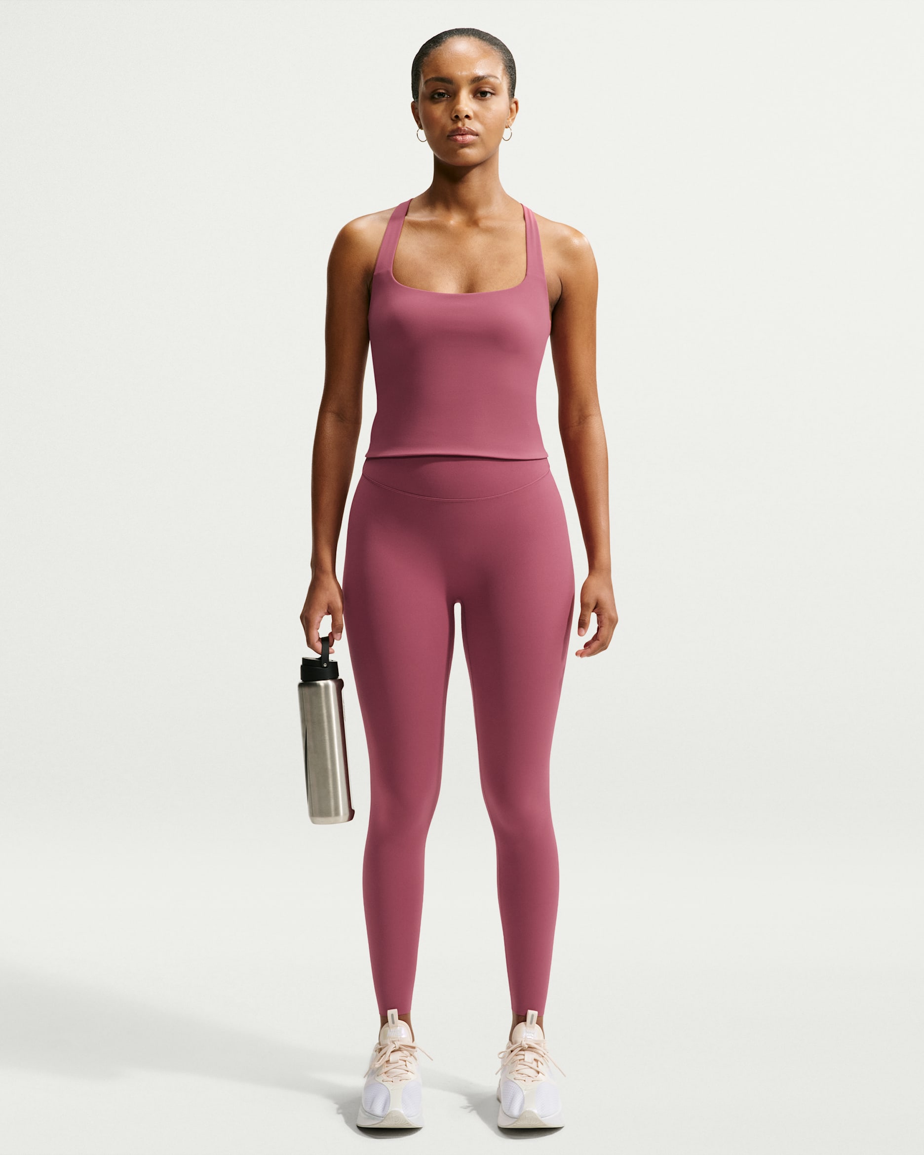 Nike Zenvy Women's High-Waisted 7/8 Leggings with No Front Seam - Pink Smoke/White