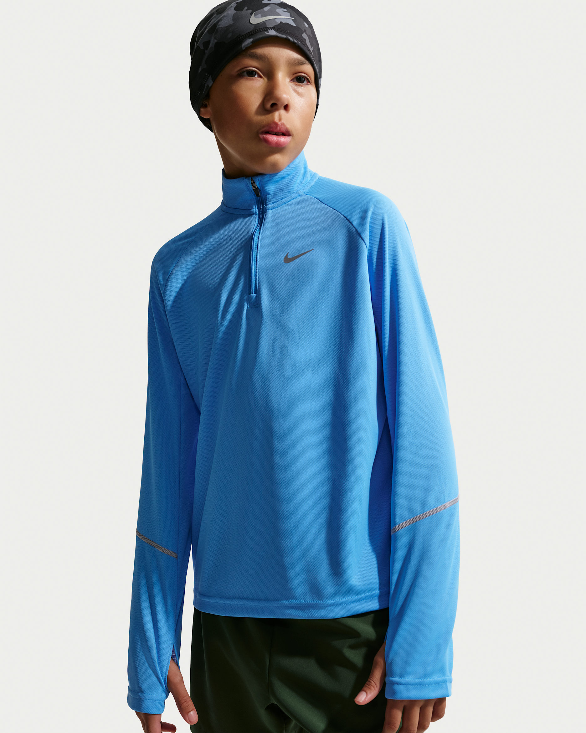 Sudadera de medio cierre Dri-FIT para niños talla grande Nike Miler - Azul universitario
