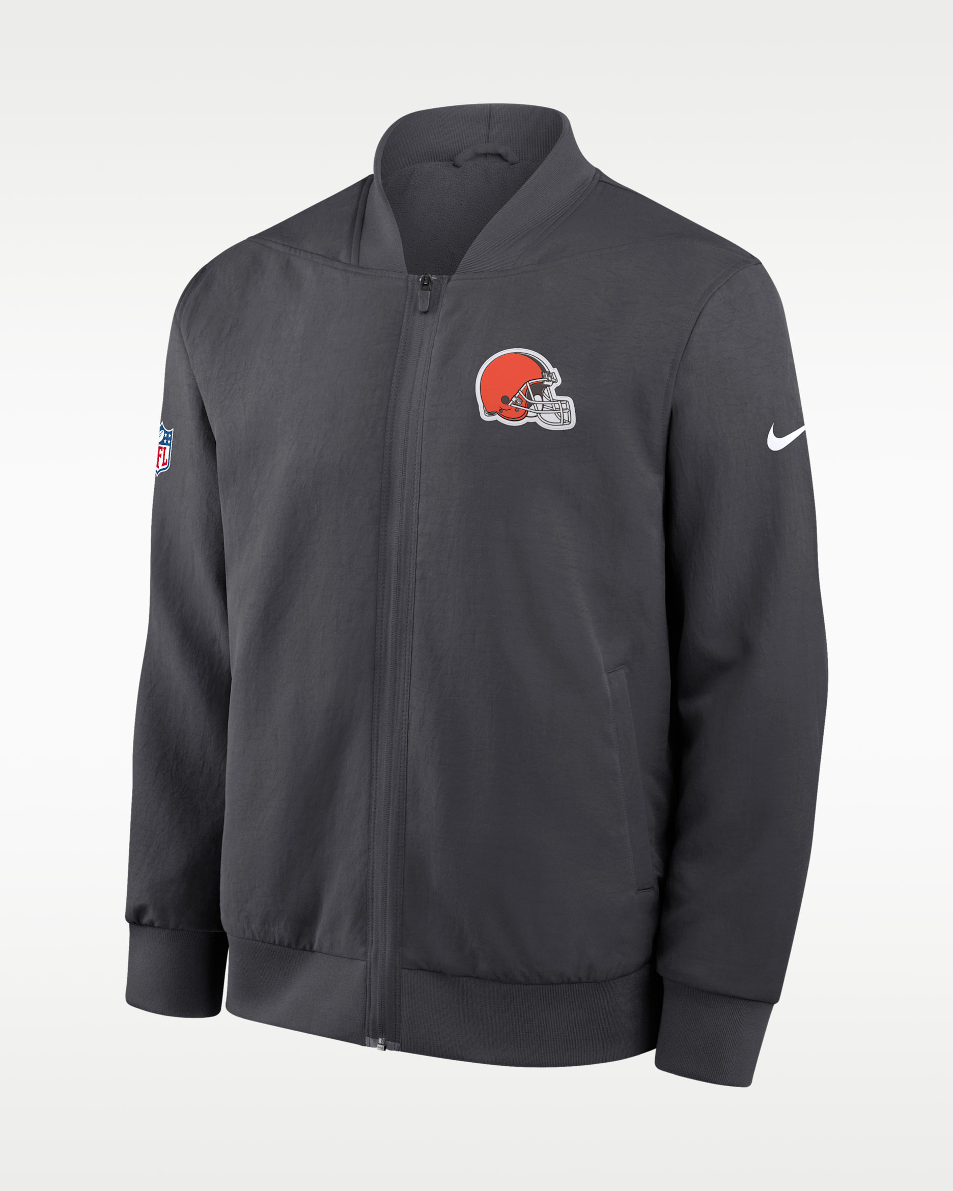 Chamarra bomber de cierre completo Nike de la NFL para hombre Cleveland Browns Sideline - Antracita