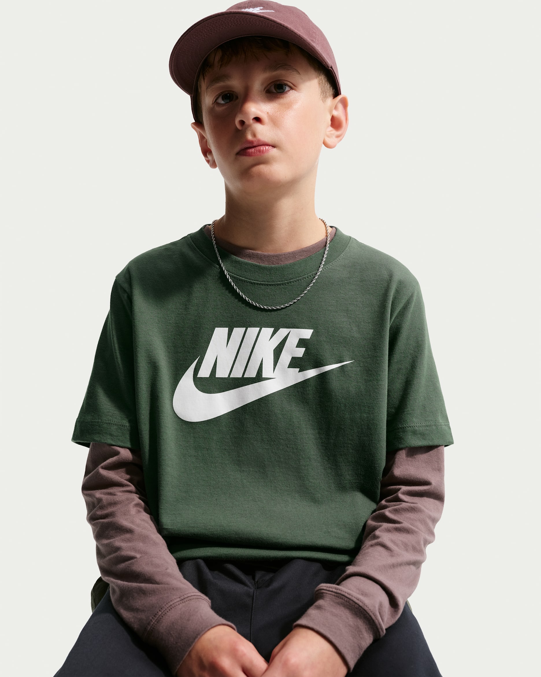 Playera para niños talla grande Nike Sportswear - Verde camuflaje