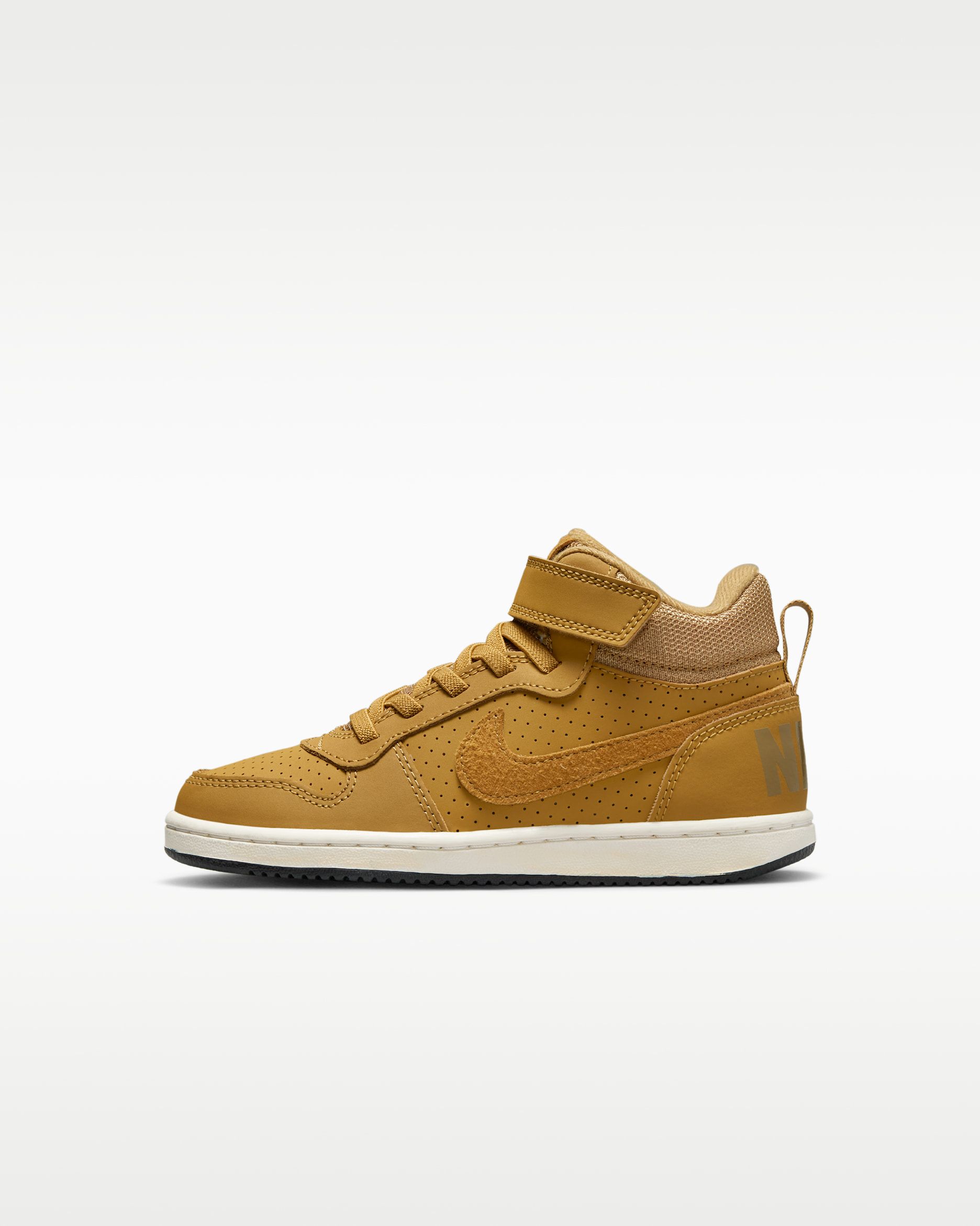 Nike Court Borough Mid Little Kids' Shoes - Wheat/Summit White/Black/Wheat