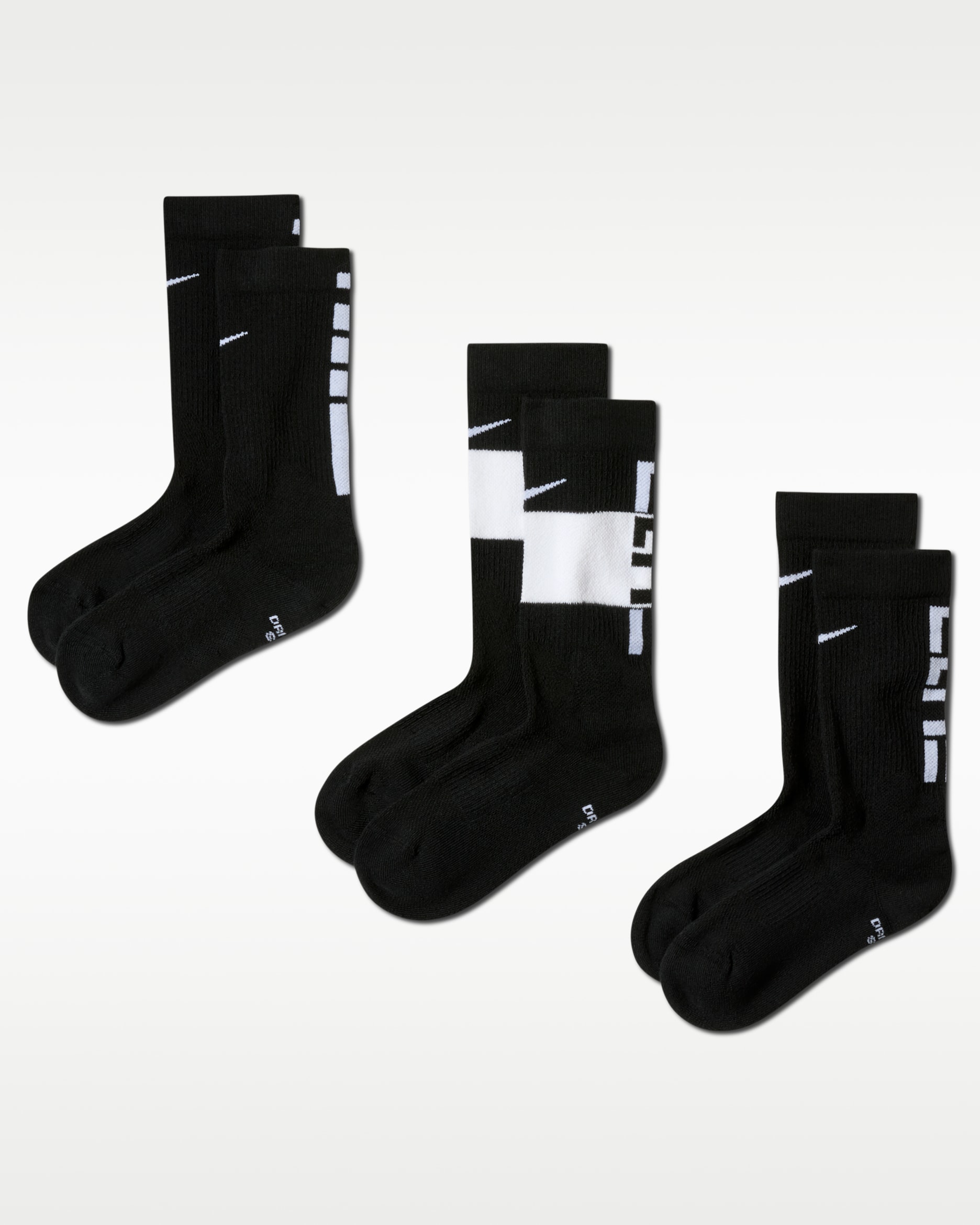 Nike Elite Kids' Basketball Crew Socks (3 Pairs) - Black/White