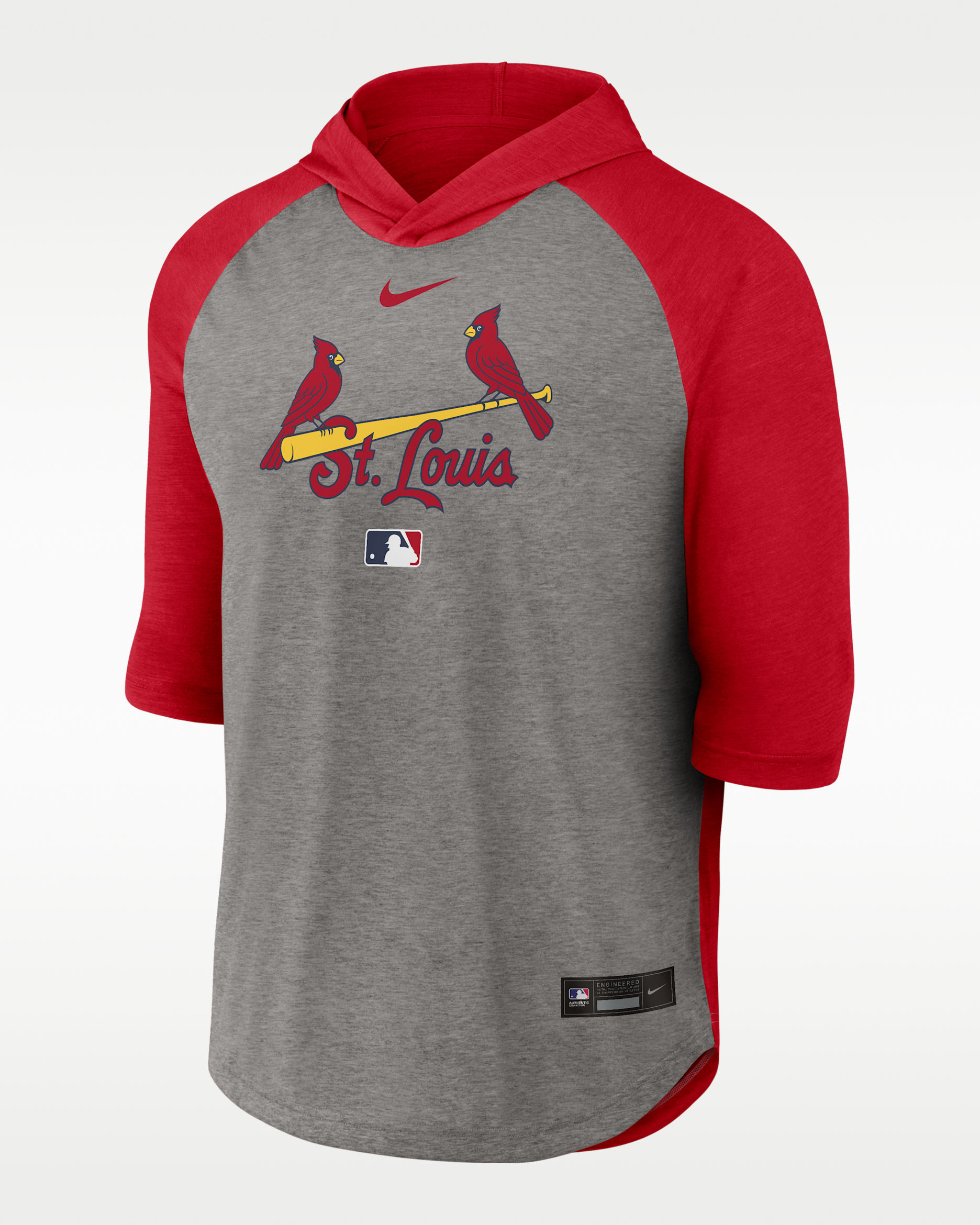 St. Louis Cardinals Authentic Collection Flux Men's Nike Dri-FIT MLB 3/4-Sleeve Hooded T-Shirt - Red