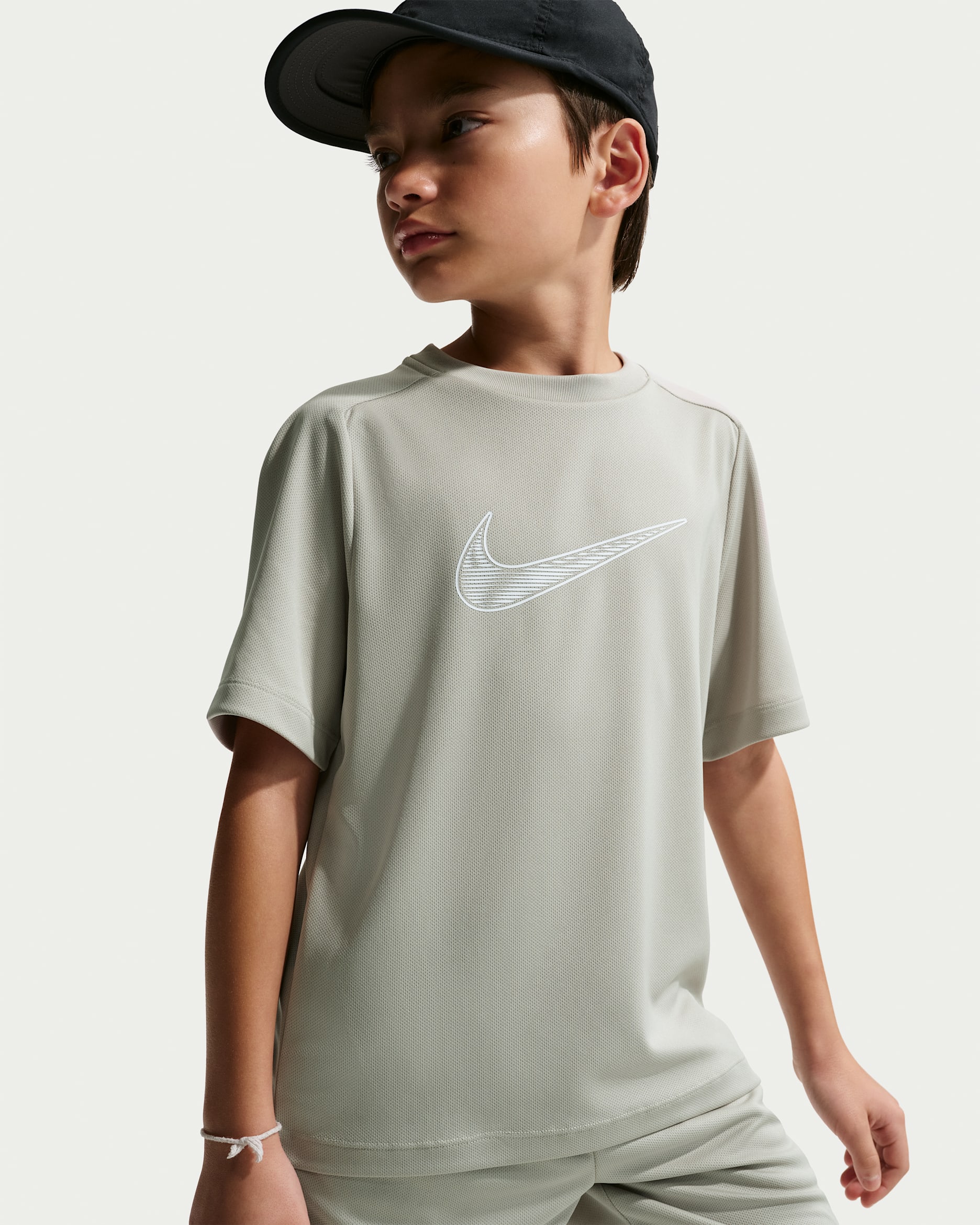 Nike Multi Older Kids' (Boys') Dri-FIT Short-Sleeve Training Top - Spruce Fog/White
