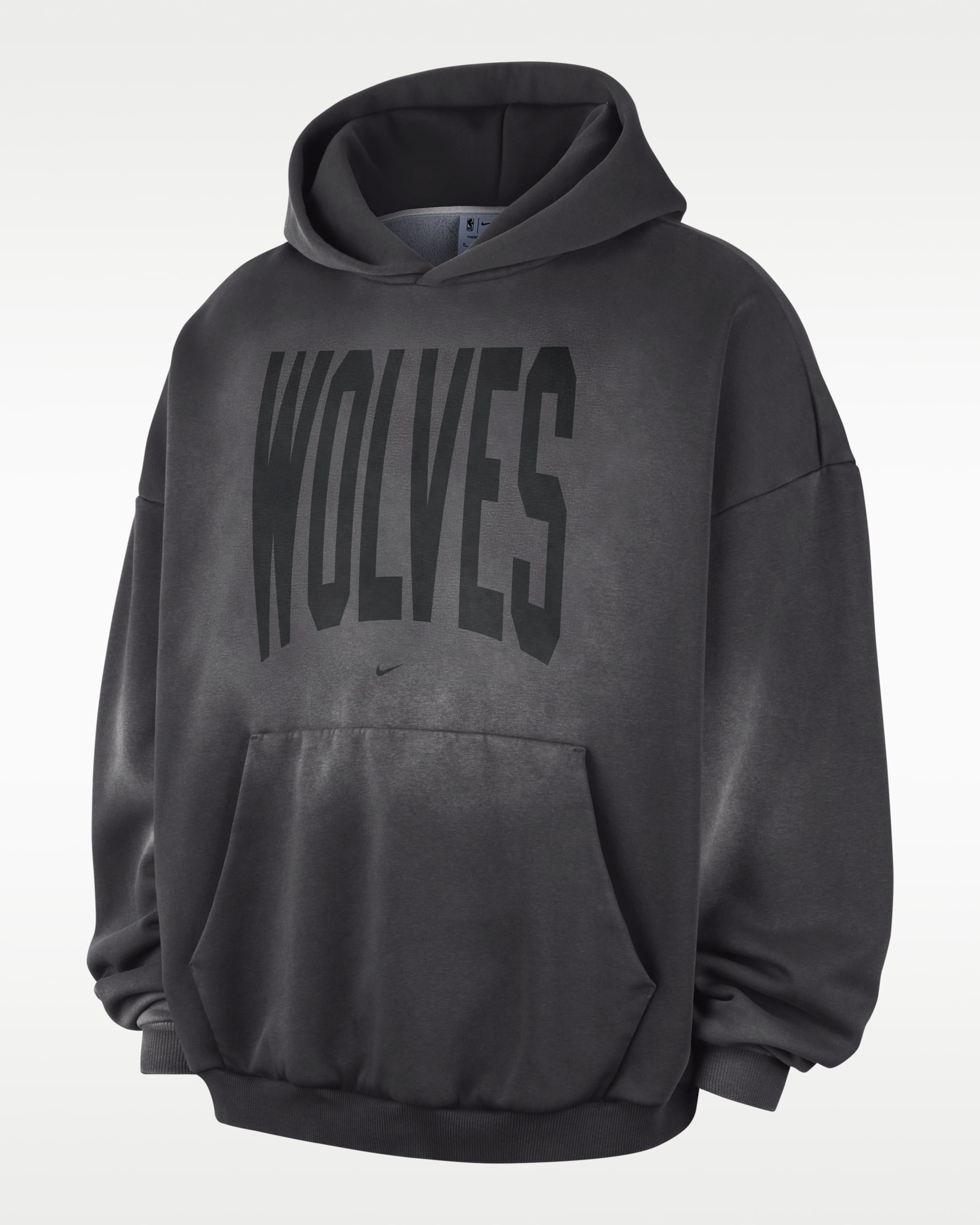 Minnesota Timberwolves Standard Issue Men's Therma-FIT Fleece Basketball Pullover Hoodie - Dark Charcoal/White