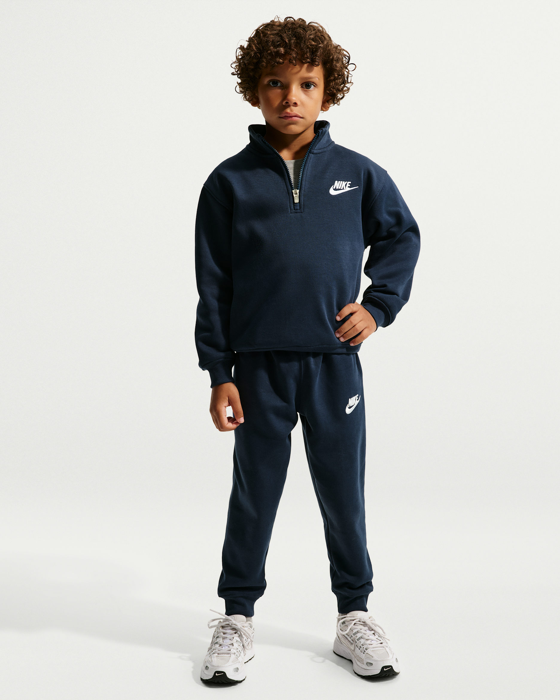 Nike Club Little Kids' Fleece 2-Piece Quarter-Zip Set - Midnight Navy